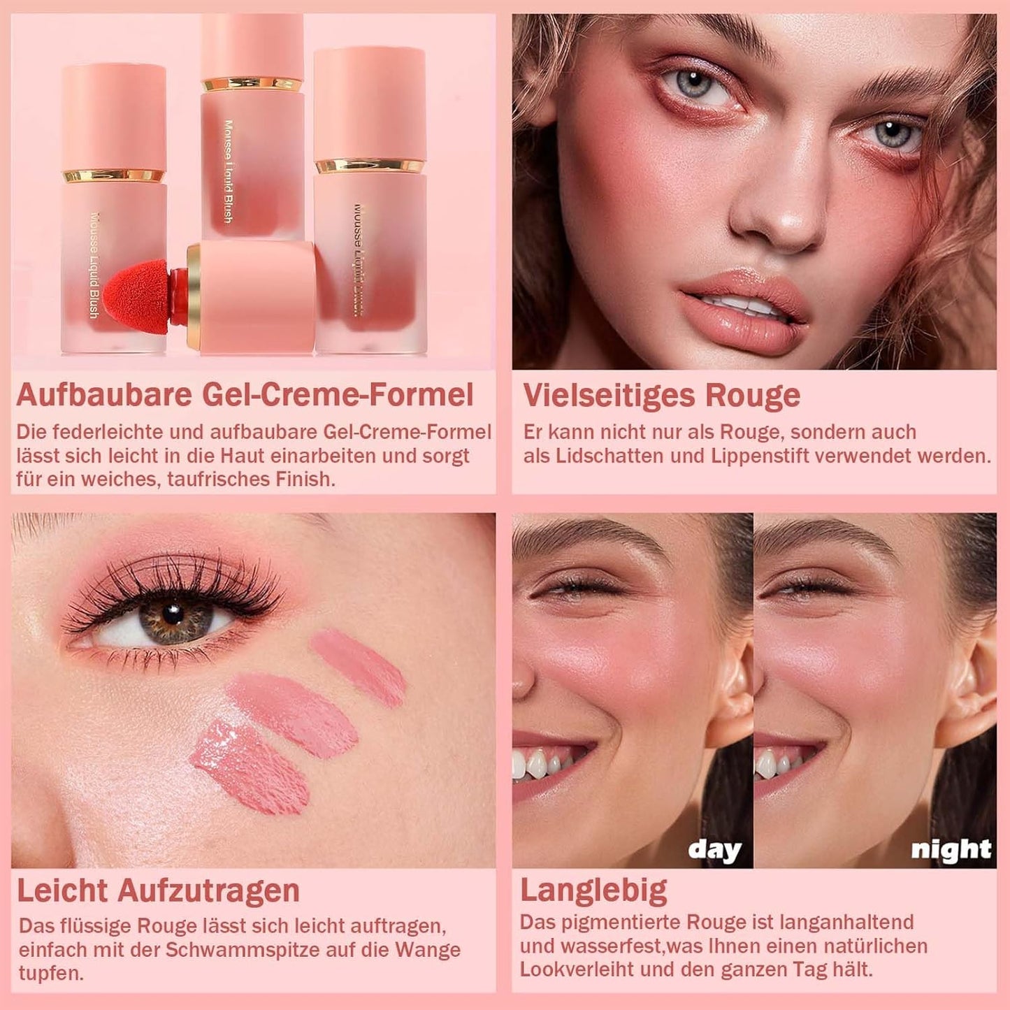 EONFAVE Blush Stick Liquid – 3-Color Waterproof Cream Blush Set