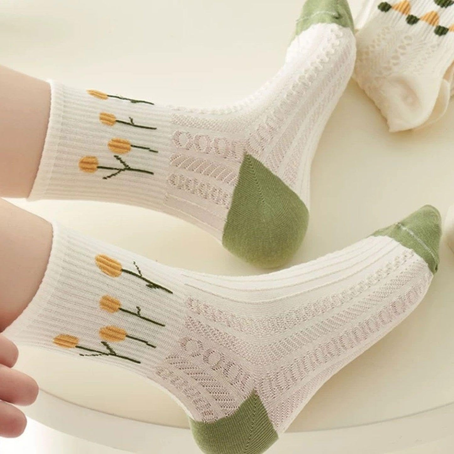 5 Pairs Women's Floral Socks – Mid-Calf, Soft, Durable, and Fashionable Accessories