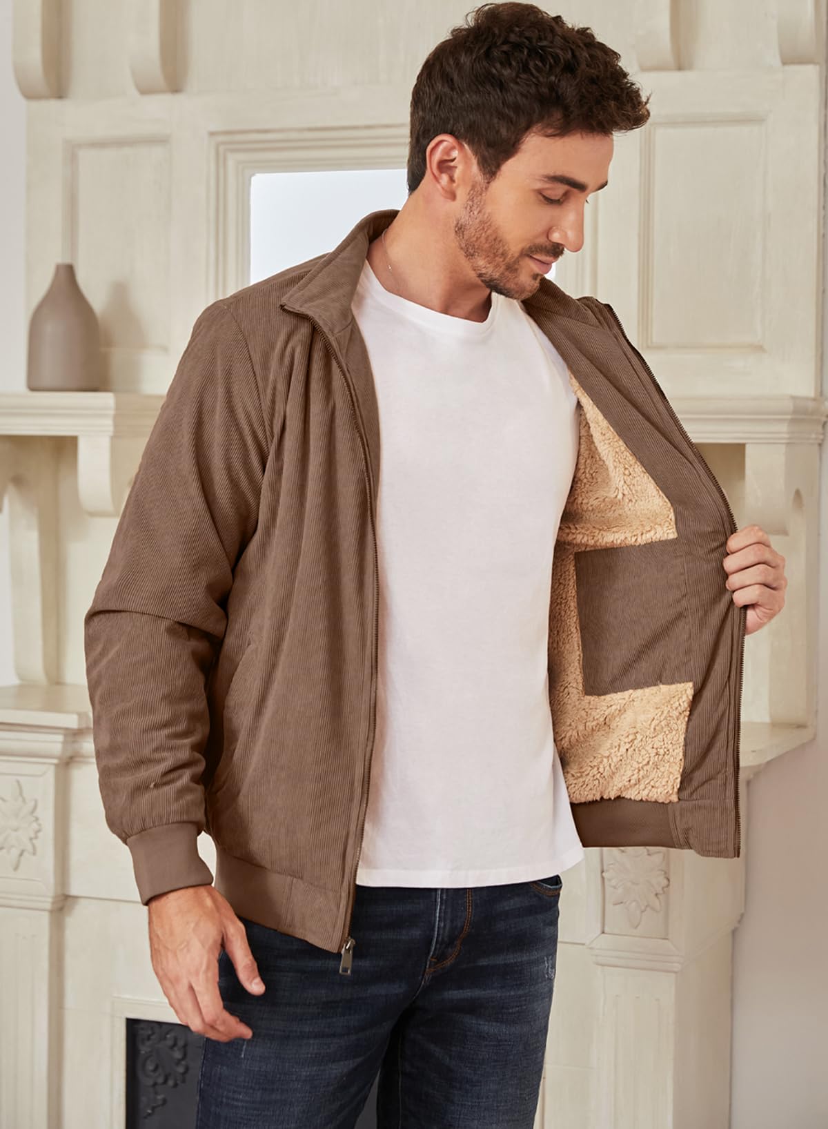Men’s Corduroy Jacket – Fleece-Lined Winter Coat