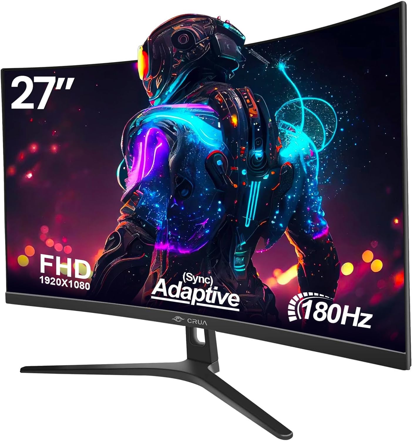 CRUA 27 Inch 200Hz Curved Gaming Monitor, FHD 1080P 1800R PC Monitor, 1ms GTG with FreeSync, Low Motion Blur, Eye Protection, VESA, DisplayPort, HDMI, Black