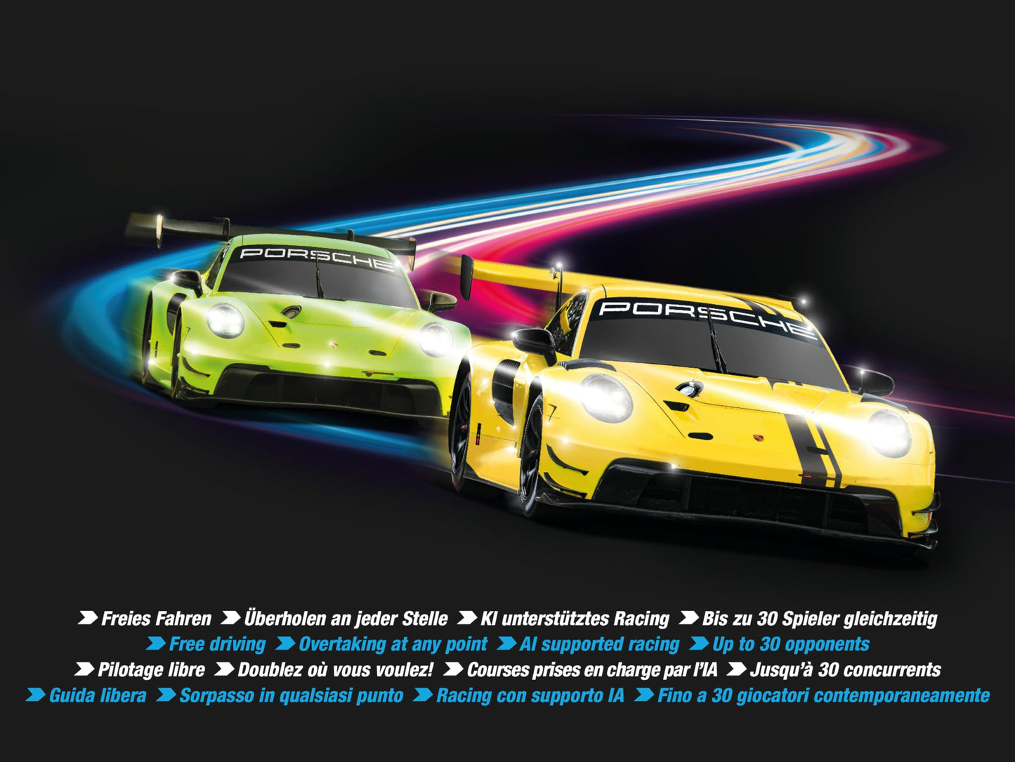 Carrera HYBRID Devil Drivers, Rennspaß der neuen Generation, Legendäre Rennboliden Porsche 911 GT3 R im Maßstab 1:50, Hybrid Technologie mit KIIUnterstützung, Steuerung per SmartphoneIApp
