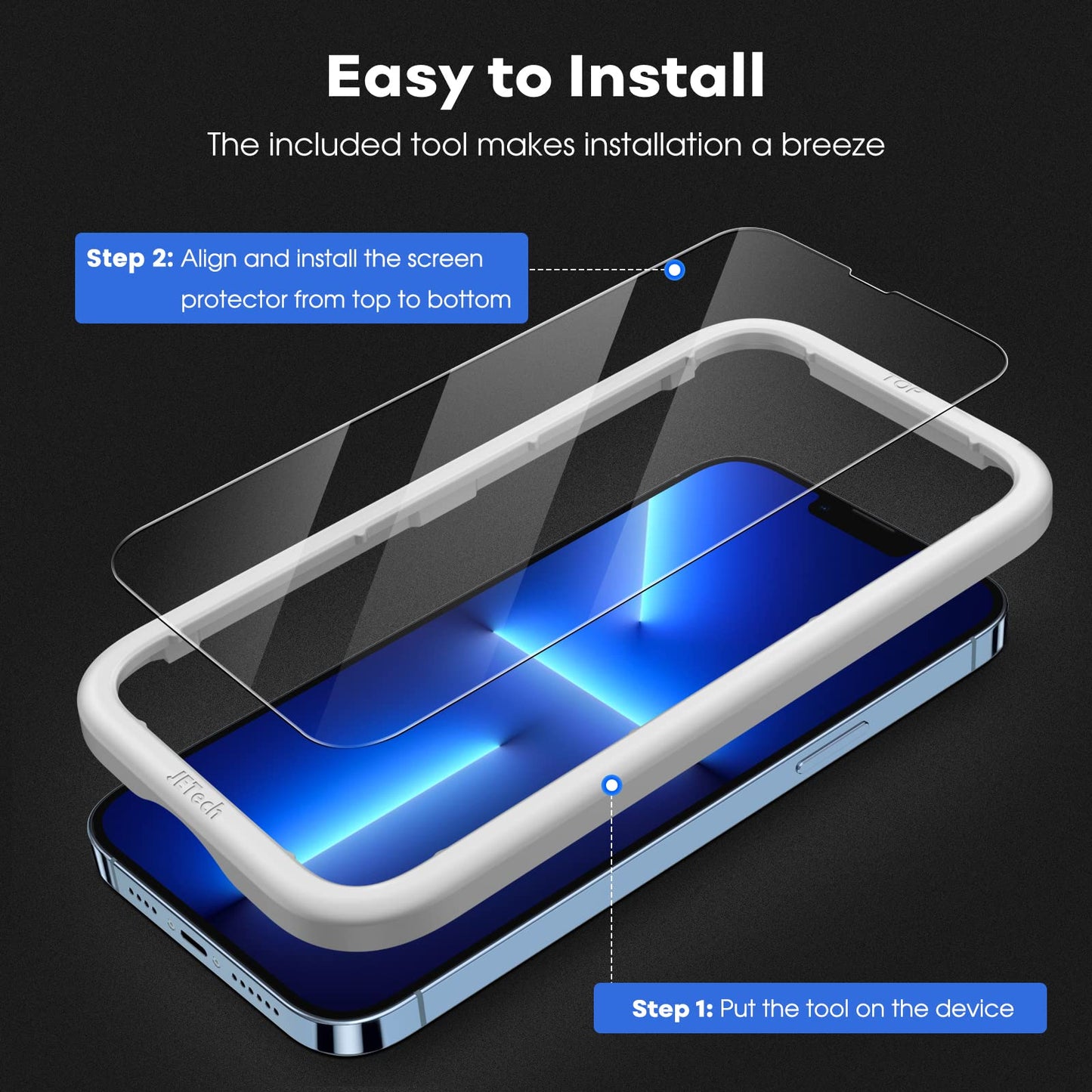 JETech Schutzfolie für iPhone 16e 2025, iPhone 13/13 Pro 6,1 Zoll, Gehärtetes Glas mit Einfaches Installationswerkzeug, Hat Keinen Einfluss auf die Hülle, Panzer HD Klar, 3 Stück