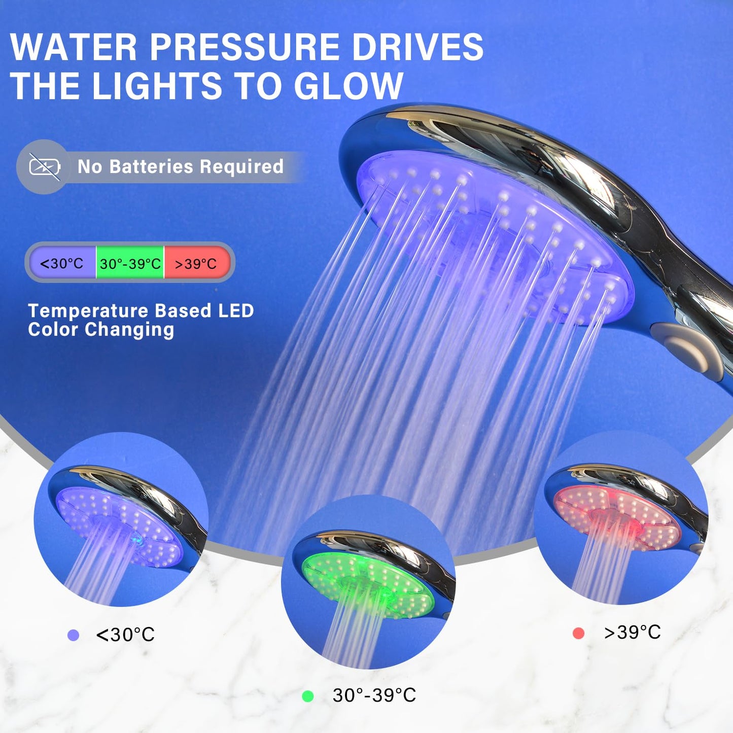 JINYOMFLY Regendusche Duschkopf mit LED, Regendusche mit LED Beleuchtung, Dusche Kopfbrause LED, 7 Farben Wechseln Automatisch, 2 Duschmodi