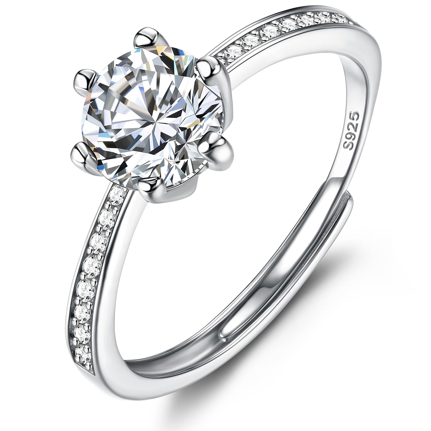 JeweBella 925 Sterling Silver Adjustable Ring for Women
