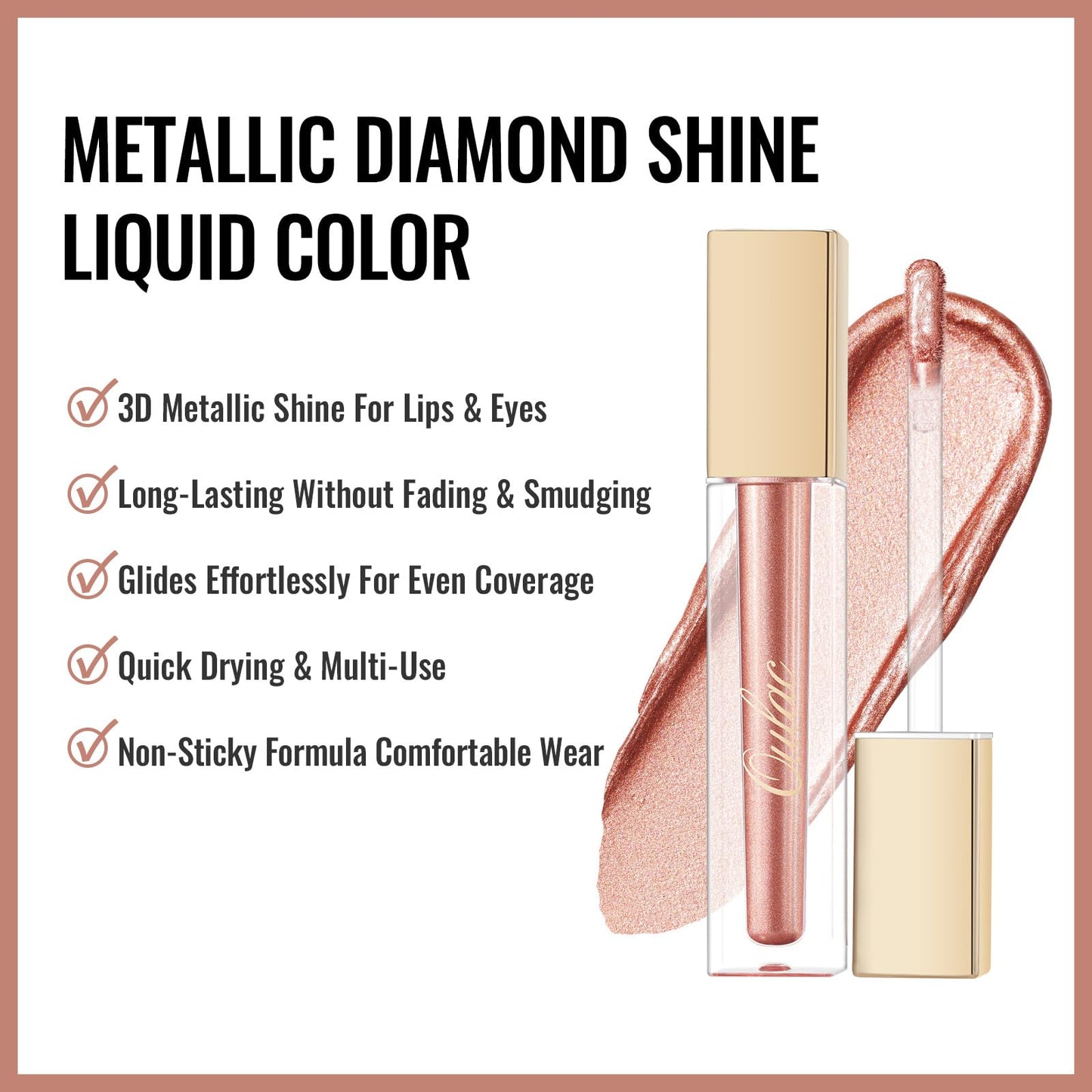 Oulac Metallic Glitter 2-in-1 Lipstick Eyeshadow Long-Lasting Waterproof High-Pigment