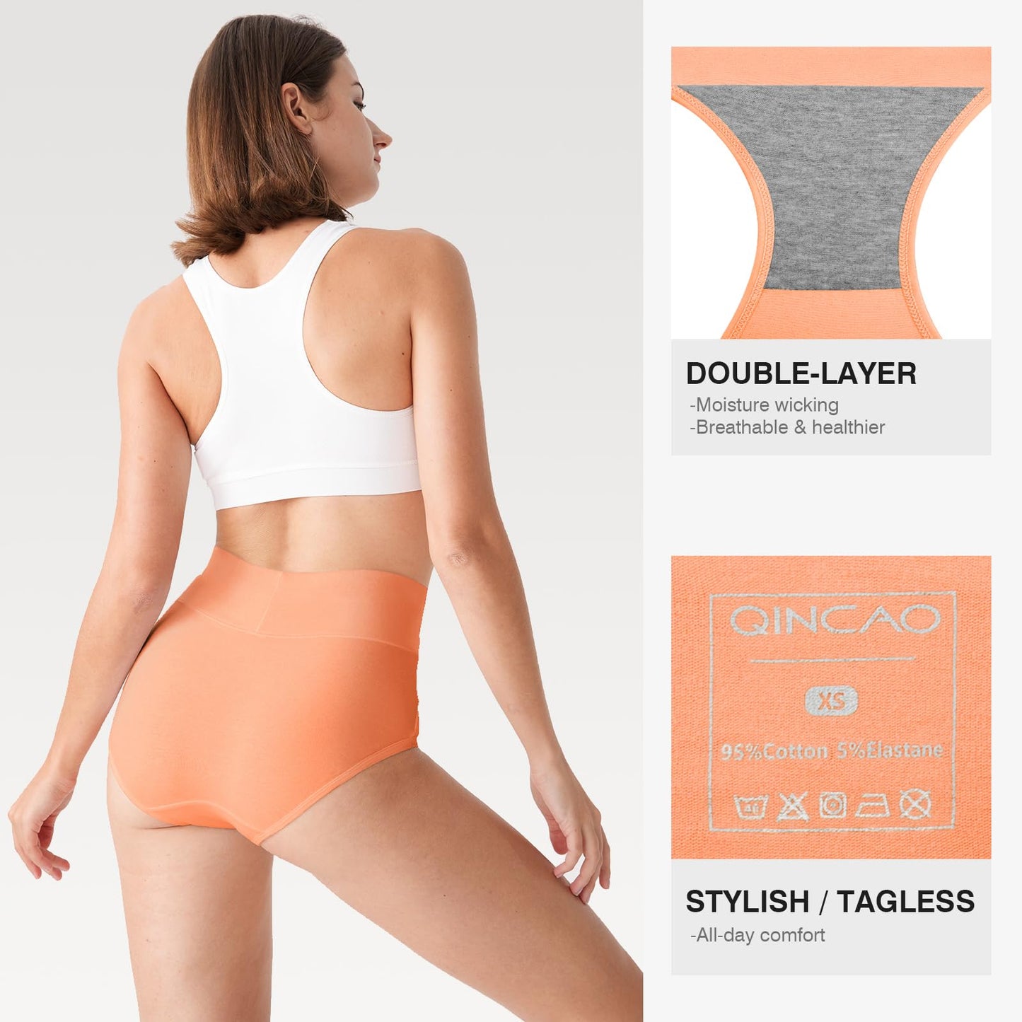 Women's High Waist Cotton Briefs Underwear 6-Pack