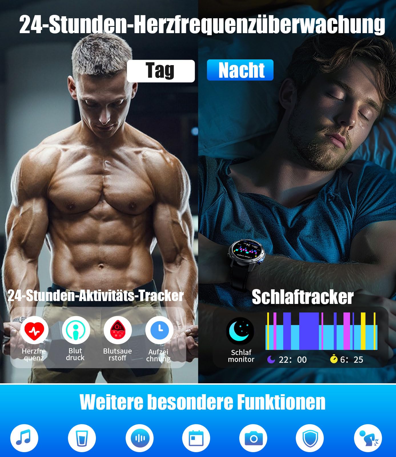 LIGE GPS Smartwatch Herren,1,43" HD AMOLED Smartwatch mit Telefonfunktion,Fitnessuhr,Gunmetal Militär Uhr mit 170+ Sportmodi,Herz-/Schlaftracking/Kompass,5ATM Wasserdicht Sportuhr für iOS/Android