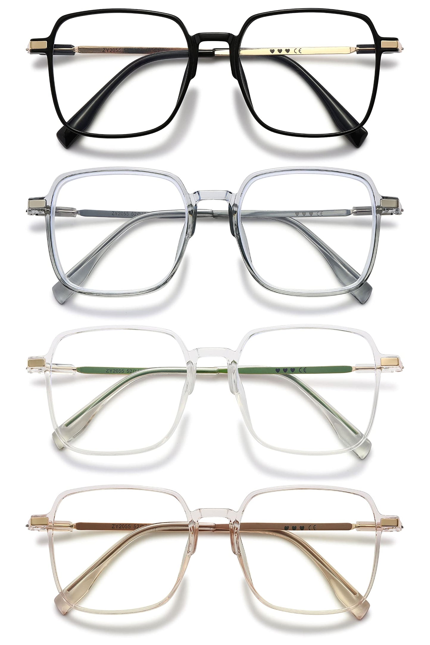 VEVESMUNDO Blaulichtfilter Lesebrille Metall Groß Stylisch Rechteckig Anti Blaulicht Lesehilfen Sehhilfe Brille für Damen Herren
