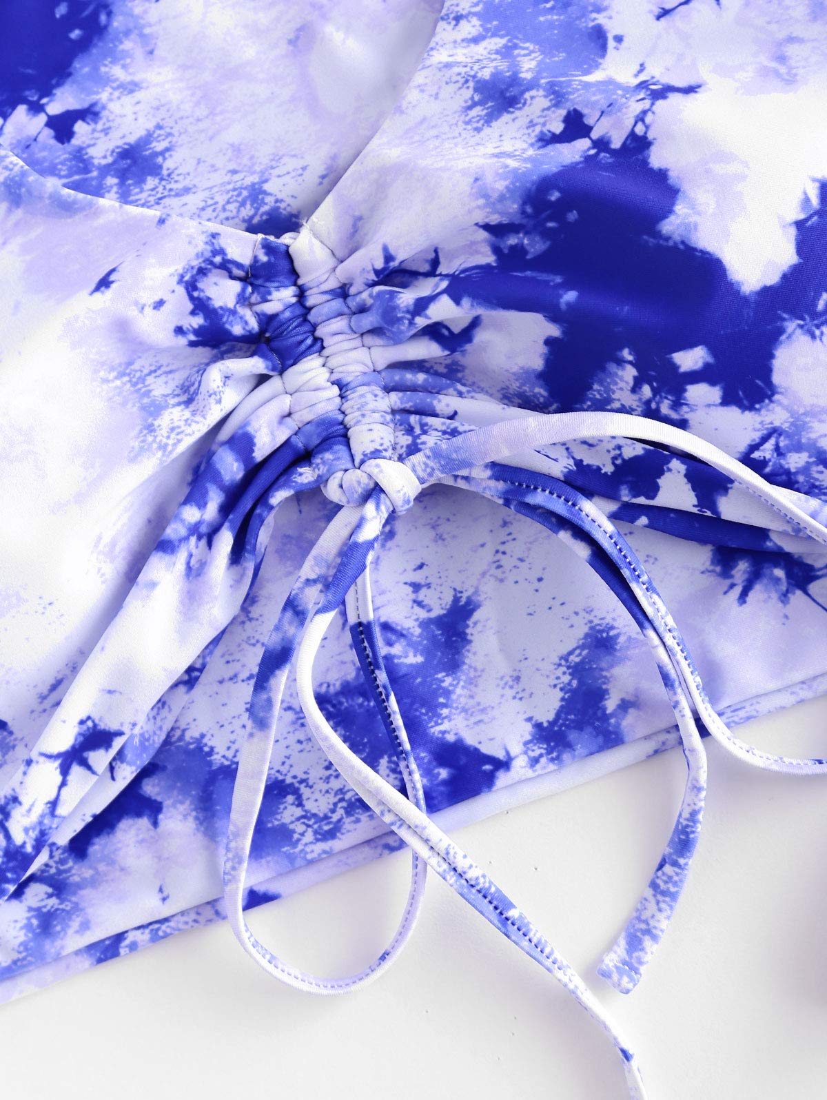 ZAFUL Padded Bikini Set Tie-Dye Triangle Top Low Waist Swim Shorts