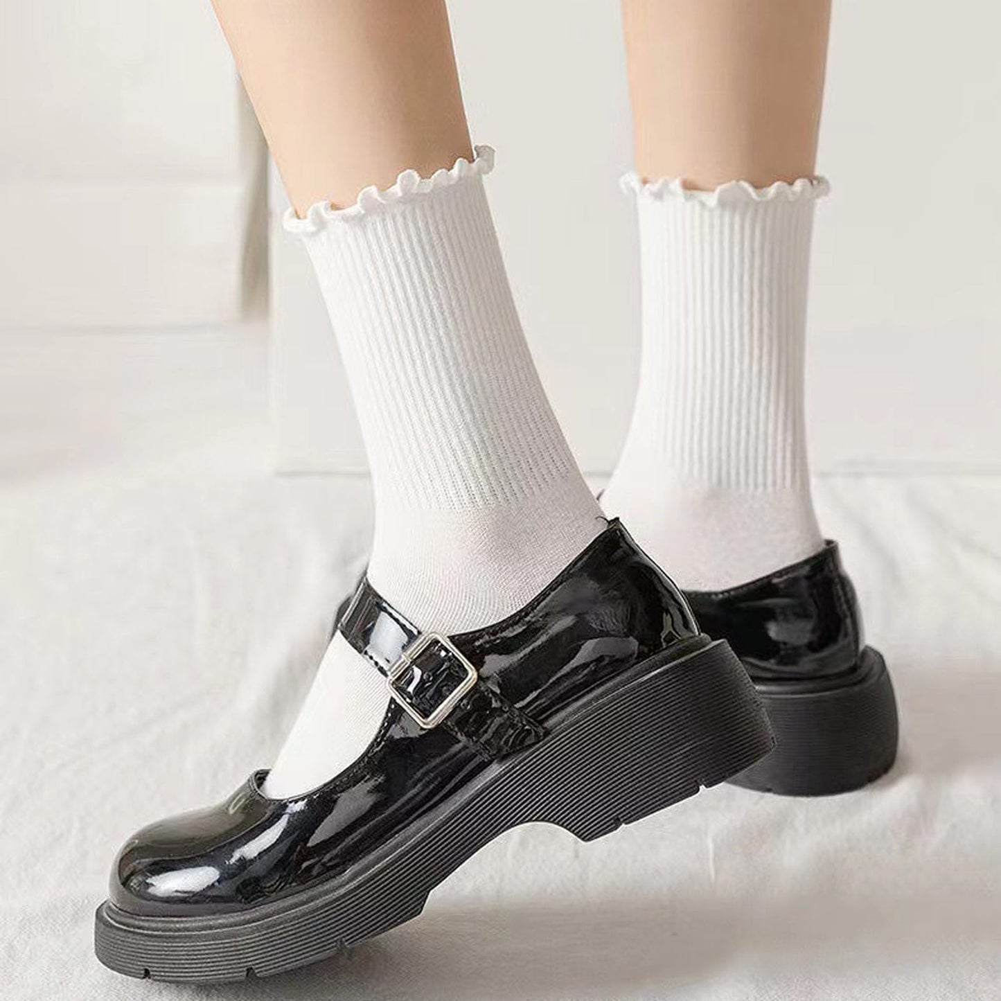 Women's Ruffle Socks – 6 Pairs Casual Cute Cotton Knit Socks