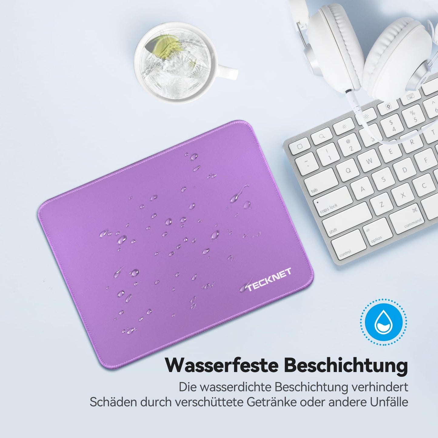 TECKNET Mauspad, 280 x 210 mm Gaming Mousepad mit Wasserdicht und Rutschfester Gummi für PC-Büro, Arbeit, Gaming, Studium, Laptop, Computer, Zuhause-Schwarz