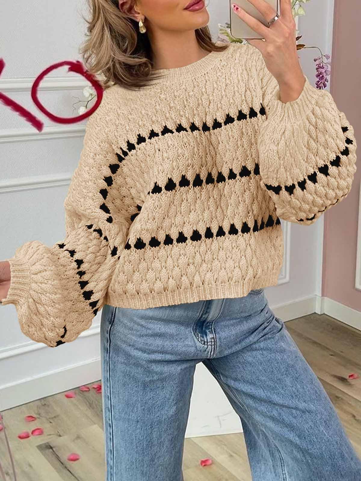 Saodimallsu Women’s Oversized Striped Knit Sweater