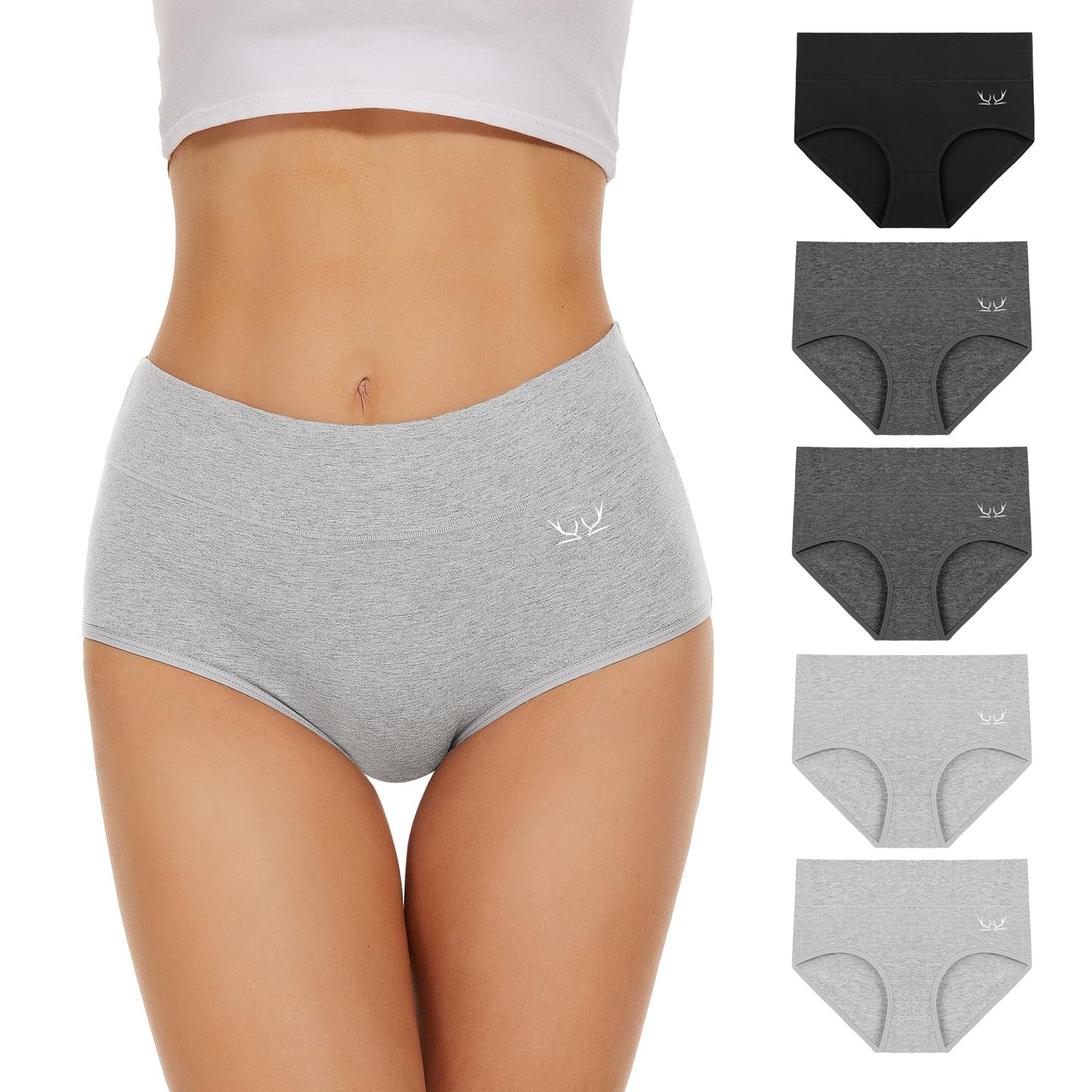 TANSTC Women’s Underwear 5-Pack High Waist Stretch Cotton Panties