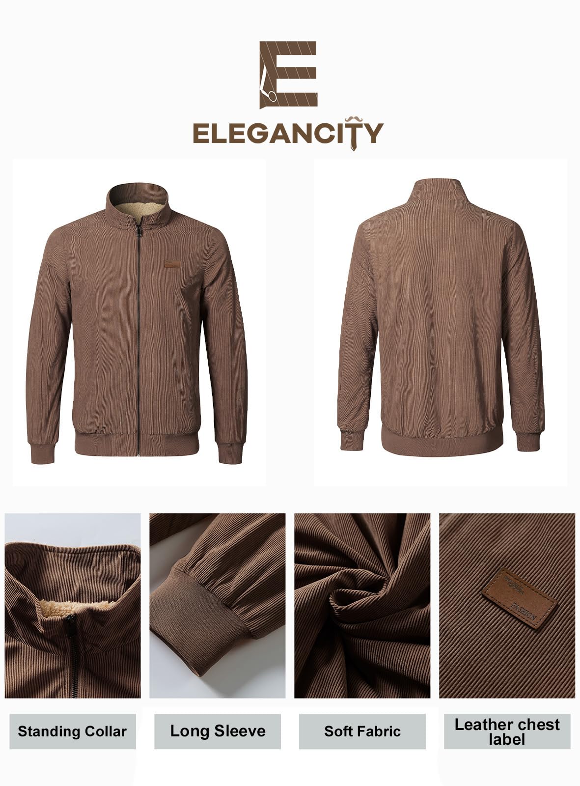 Men’s Corduroy Jacket – Fleece-Lined Winter Coat