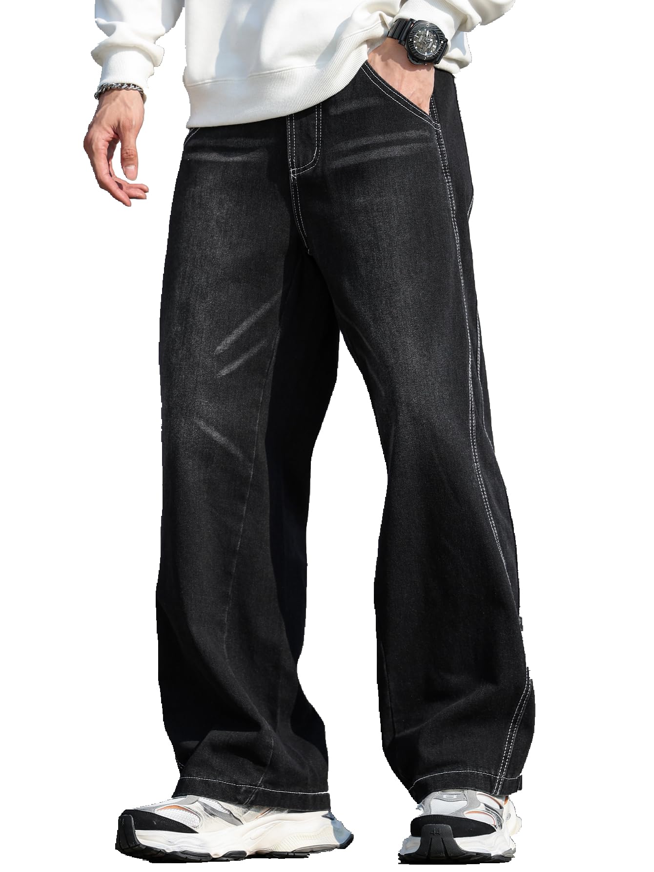 Zewool Men’s Irregular Seam Baggy Jeans