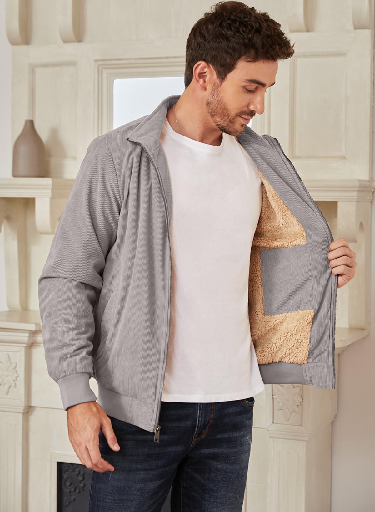 Men’s Corduroy Jacket – Fleece-Lined Winter Coat