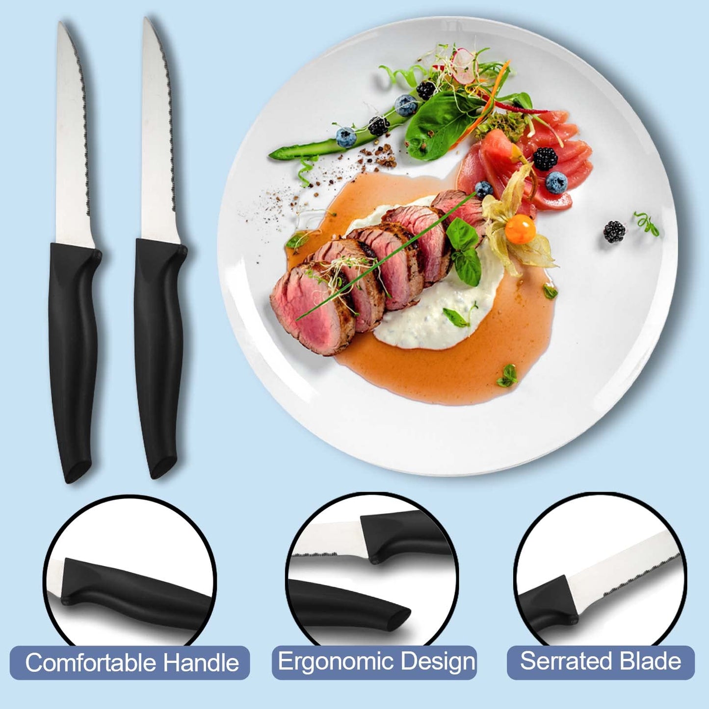 BEWOS 36-teiliges Besteck set mit Steakmesser Service für 6, Premium-Edelstahl-Bestecksets für Haus & Küche, Hochwertiges Messer-Löffel-Gabel-Besteck-Set Hochglanzpoliert, Spülmaschinenfest