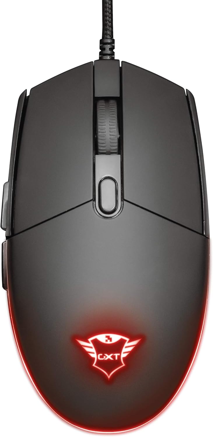 Trust Gaming GXT 838 Azor Gaming-Maus und Tastatur, italienisches Layout QWERTY, USB, Anti-Ghosting, Tastatur mit Hintergrundbeleuchtung LED RGB, Gaming-Maus 800-3000 DPI – Schwarz
