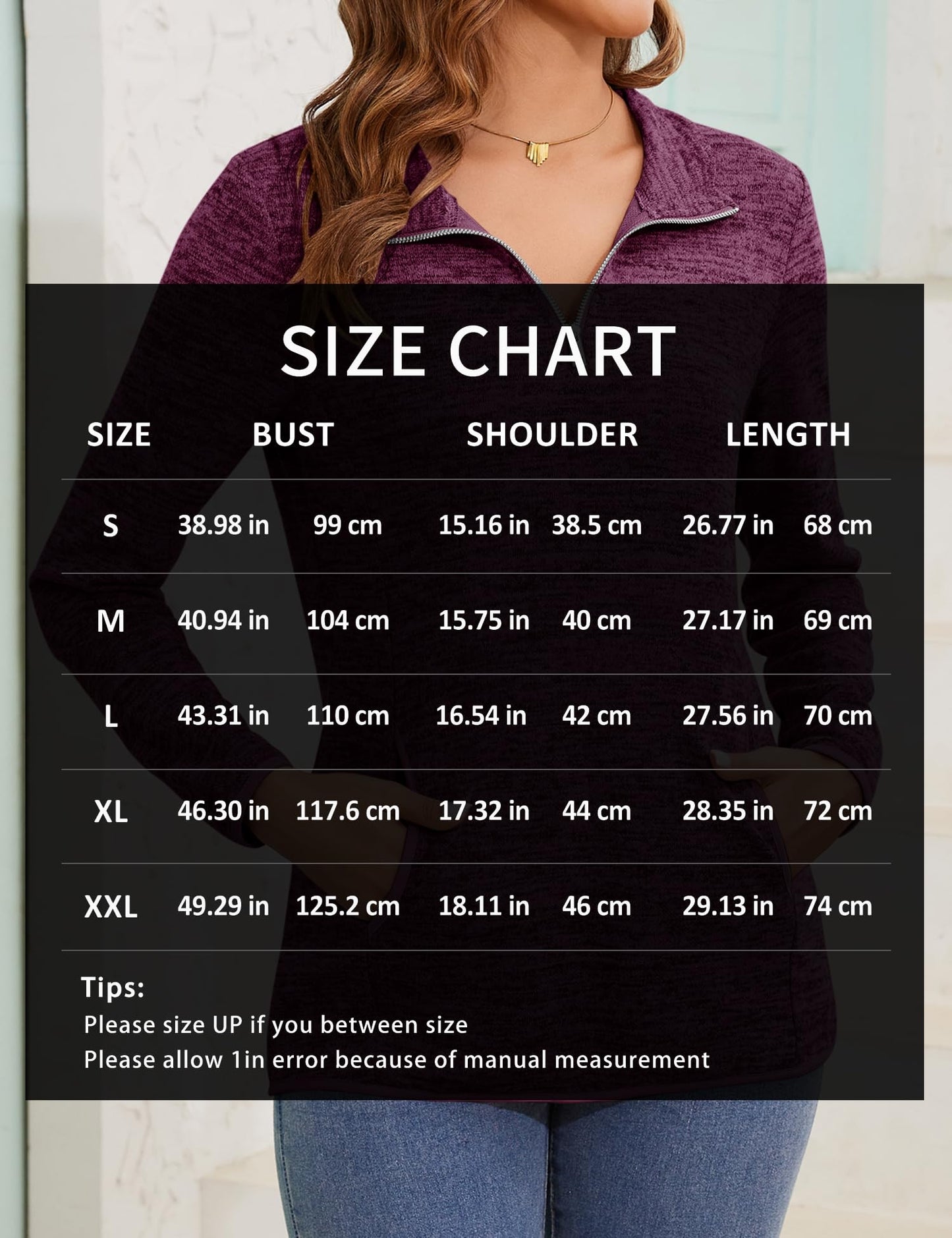 iWoo Women’s 1/4 Zip Pullover Sweatshirt – Casual Long Sleeve Top