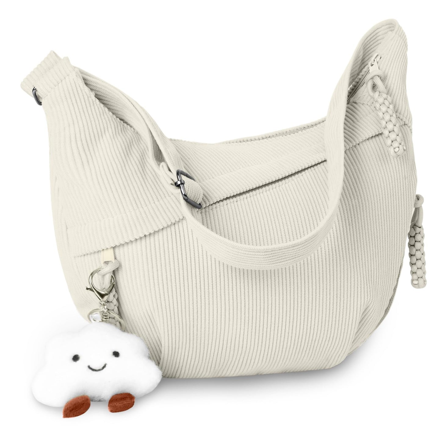 Aucuu Women’s Corduroy Halfmoon Crossbody Bag
