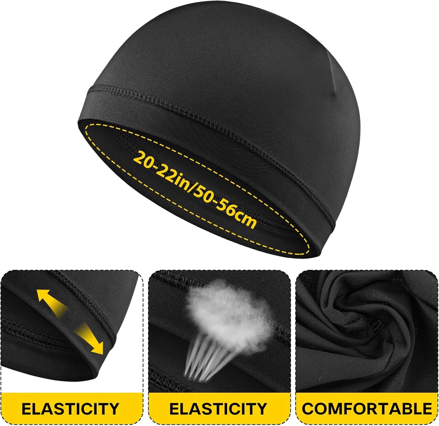 Ptwola 3 Stück Klassische Beanie Mütze für Herren & Damen Weiche Bequeme Dünne Mütze Unisex Slouch Beanie Elastisch Dünne Laufmütze Schnelltrocknende Schutz Radmütze Helmfutter für Alle Jahreszeiten
