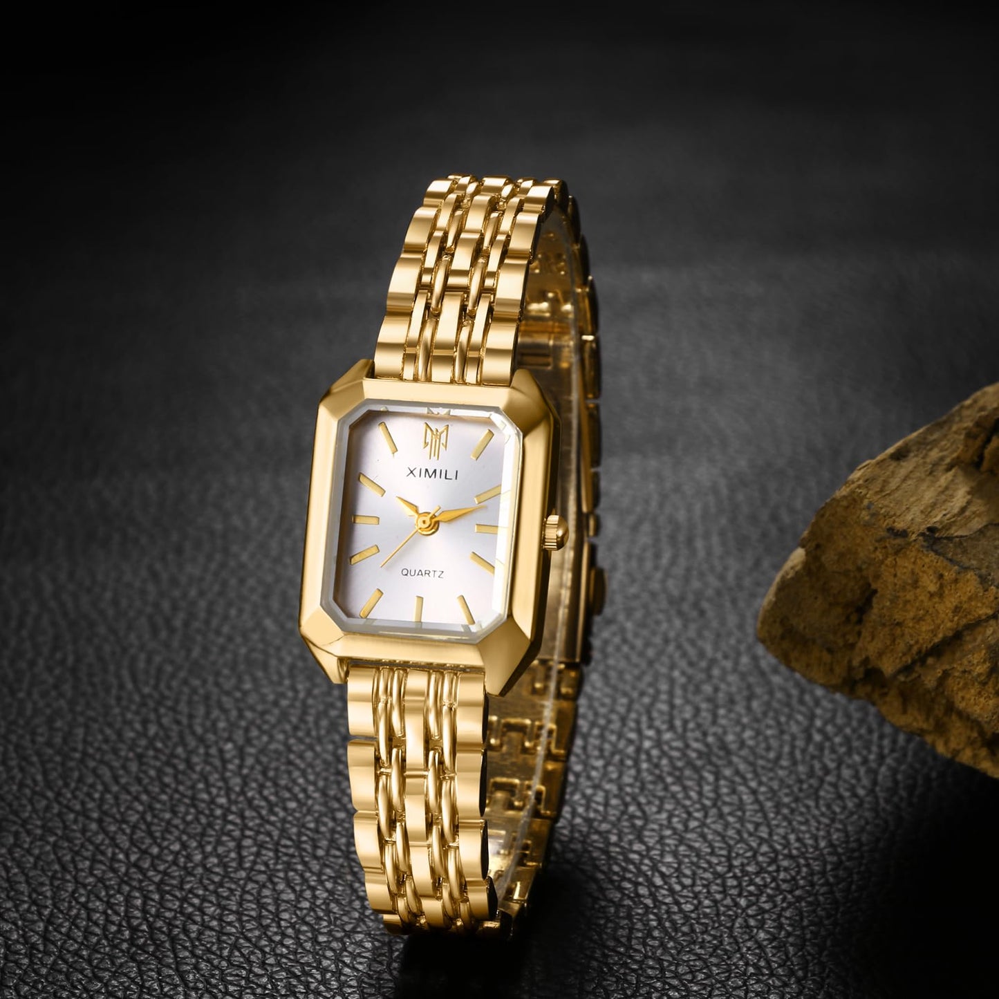 Silverora Wristwatches Women Square Women's Watches: Rectangular Analogue Quartz Watches Removable Watches with Bar Scale Gifts for Women Girls