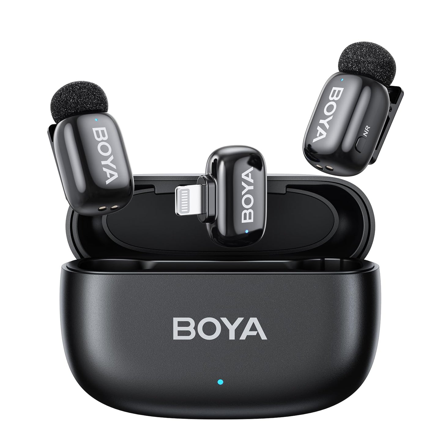 Boya Mini Wireless Lavalier-Mikrofon für Lightning/Type-C, Ultra-Mini-Mikrofon mit AI Voice Change, Rauschunterdrückung und Ladekoffer, Metall-Clip auf Mikrofon Vlogging TikTok YouTube