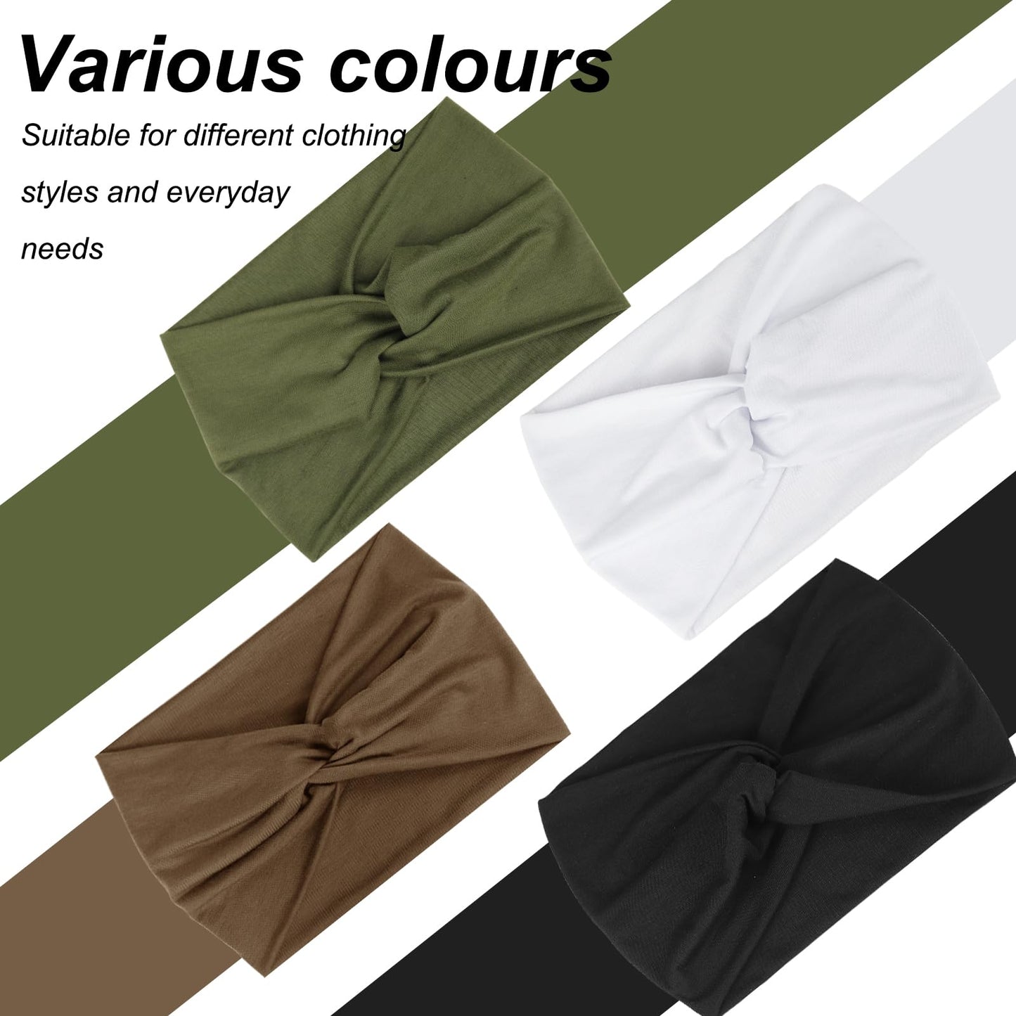 BELEVO Haarband Damen, Extra Breit Stirnband Damen Dünn 18cm Haarbänder Elastische Stirnbänder Weiche Haarreifen Headband Haarschmuck für Yoga Sport 4 Stück