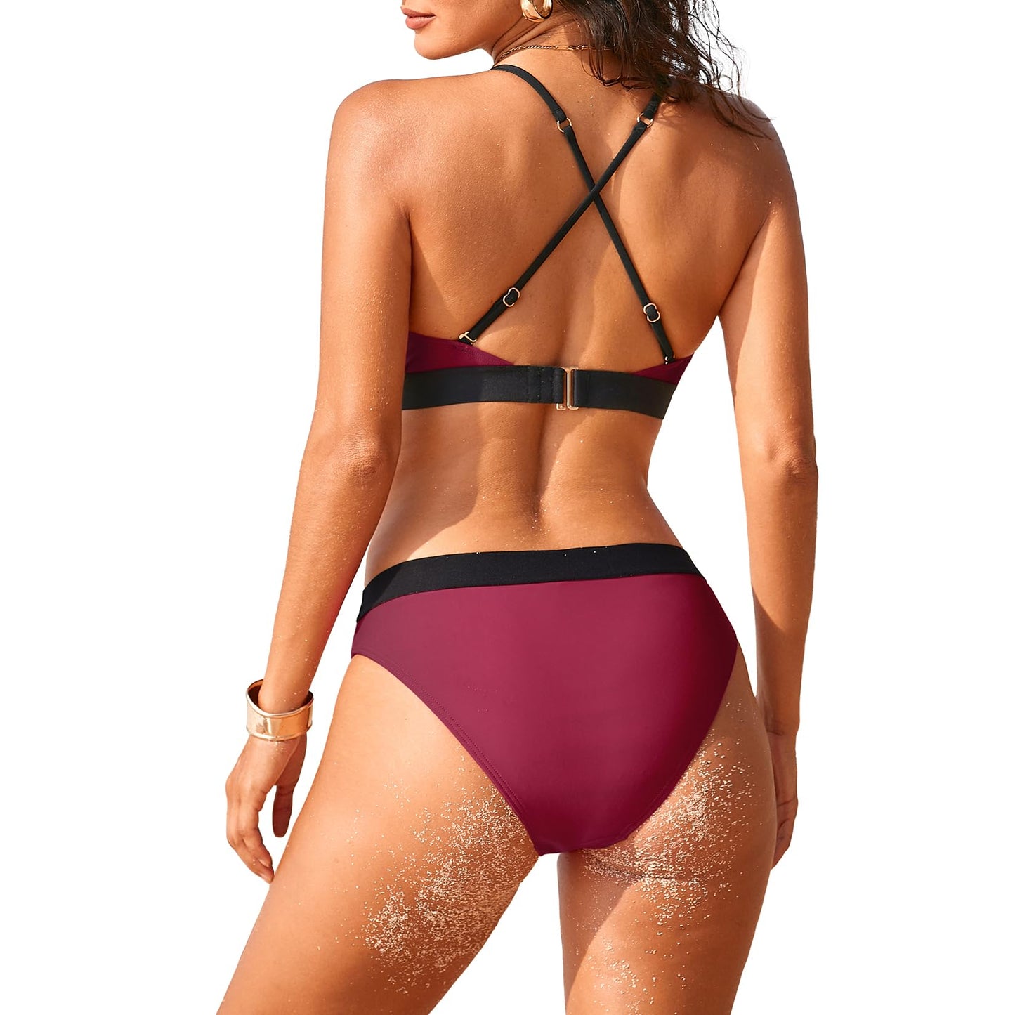 Women's Bikini Set, Triangle Top Wide Underbust Band Swimsuit