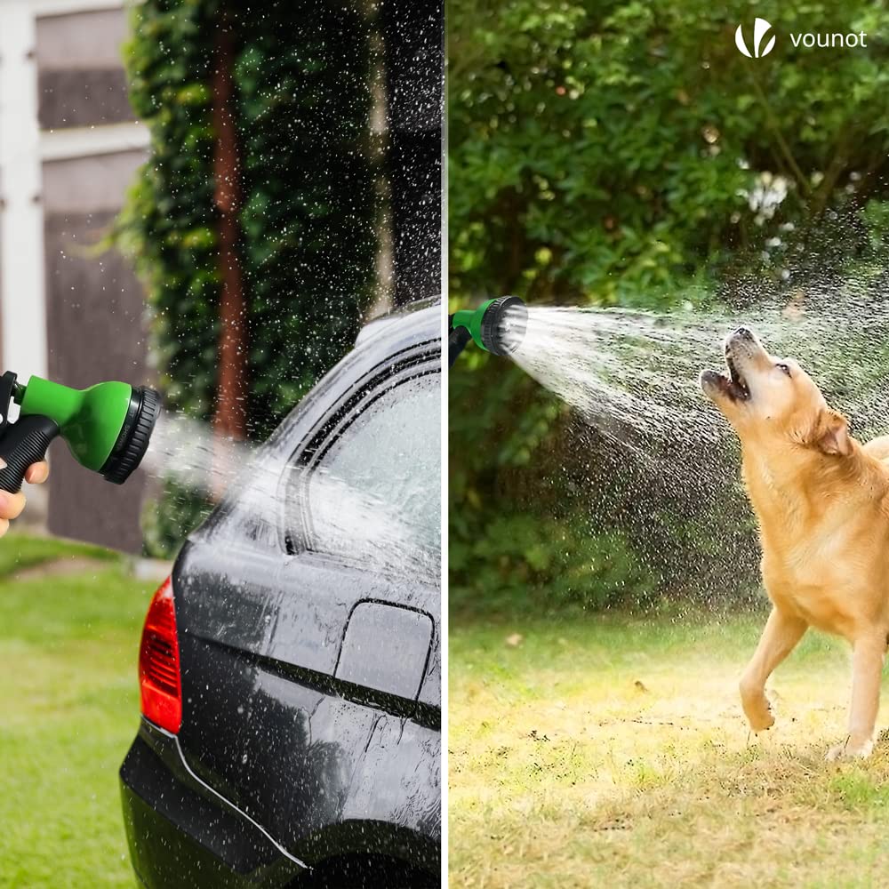 VOUNOT® Flexibler Gartenschlauch 30 m, Flexibel Wasserschlauch Dehnbarer mit 10 Sprühfunktionen, Schnelladaptern und Wandhalterung, Schwarz