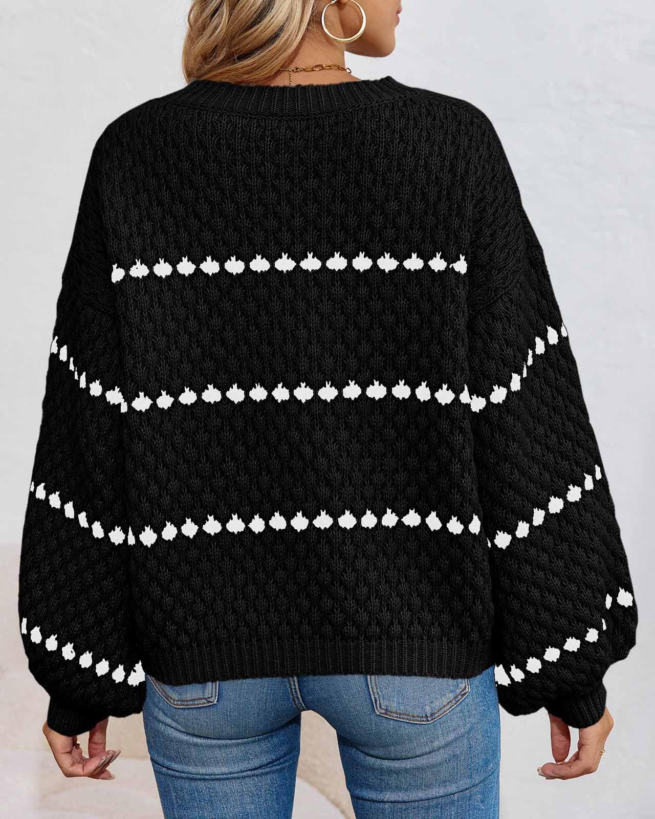 Saodimallsu Women’s Oversized Striped Knit Sweater