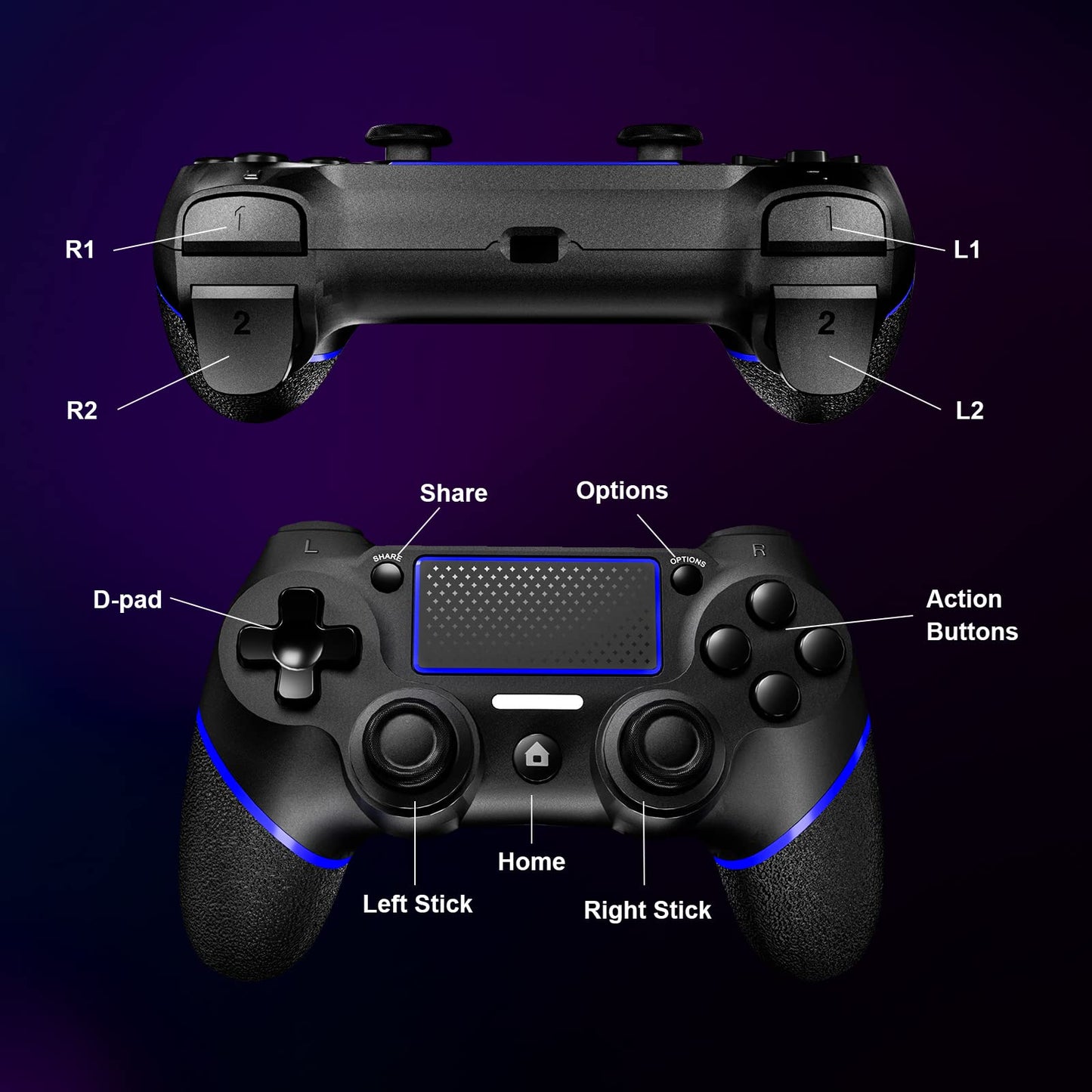 Shiptree Wireless Controller für PS-4, Game Controller Kompatibel mit PS-4/Slim/Pro/PC, mit Dual Vibration/6-Achsen Gyro Sensor/Hochpräzises Touchpanel/Audio Jack, 360°-Joystick Präzise Kontrolle -Rot