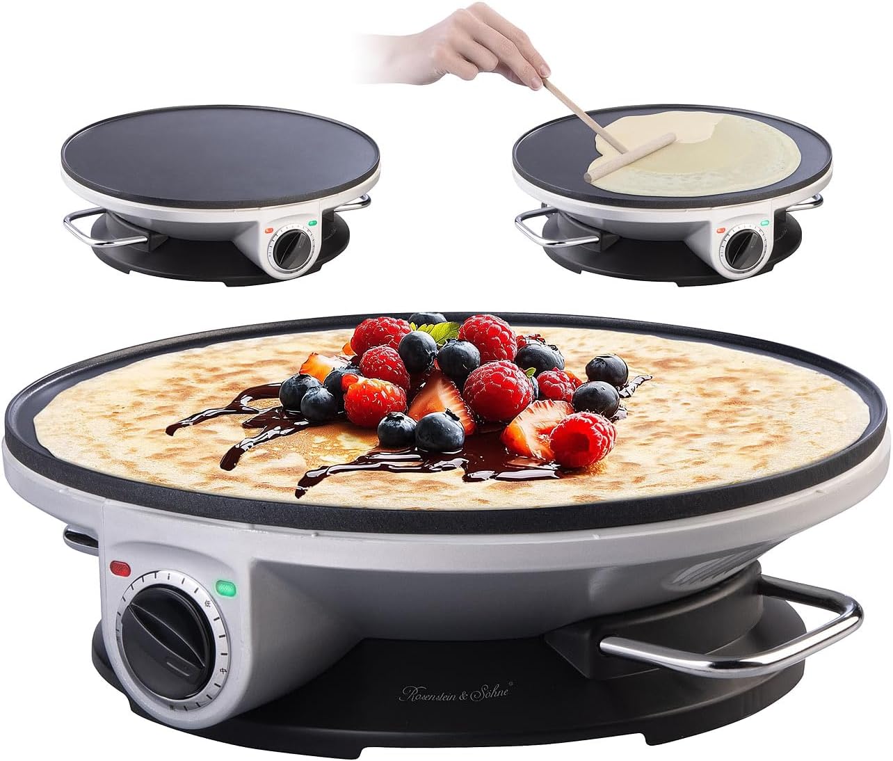 Rosenstein & Söhne XXL-Crêpes-Maker mit Antihaftbeschichtung, 1.200 Watt, Ø 32 cm