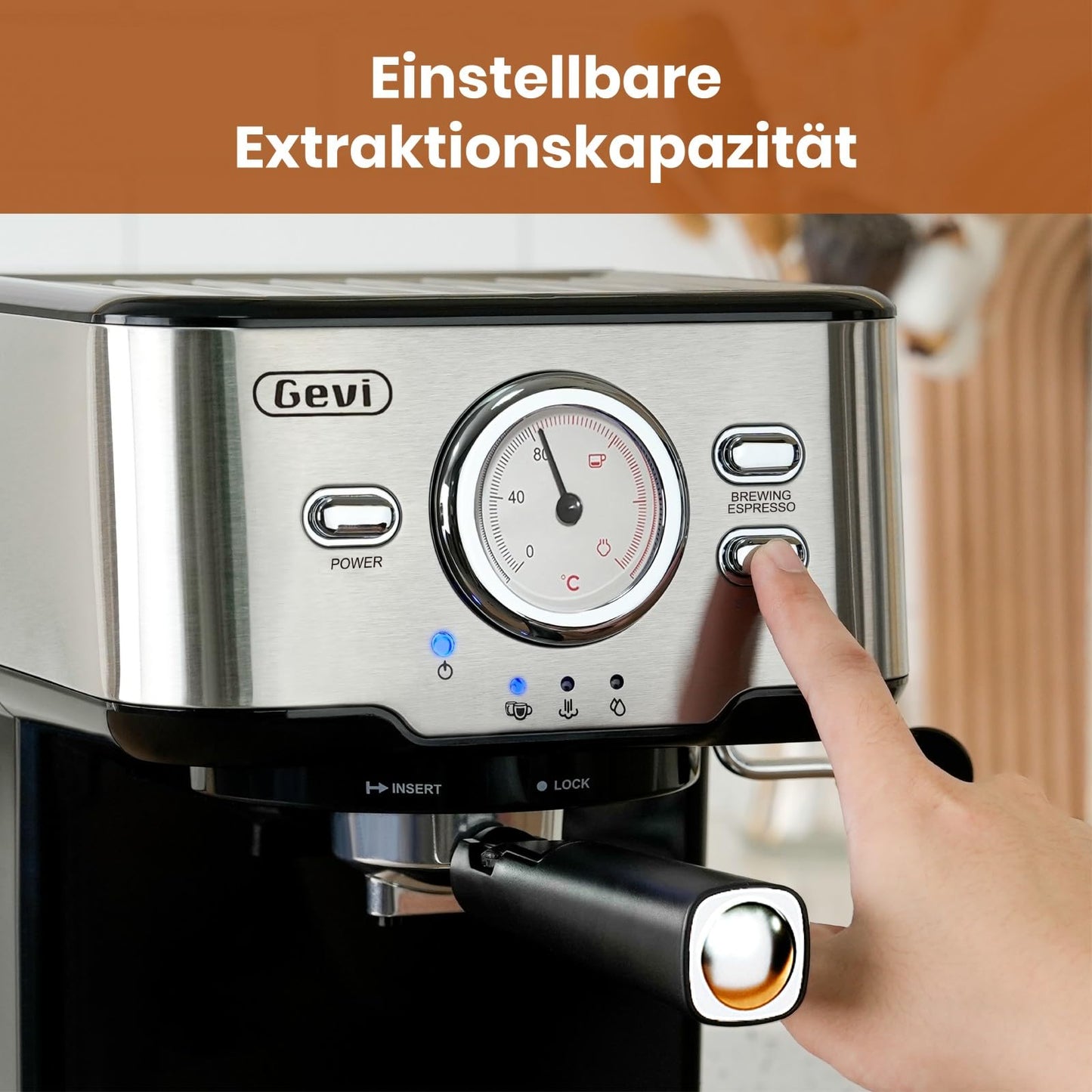 Gevi 20 Bar Espresso Kaffeemaschine Espressomaschine mit professionellem Milchaufschaumdüse, nur 15 cm breit,1350W schnelle Hitze für Cappuccino, Latte & Macchiato, 1,2L Wassertank, Weiß