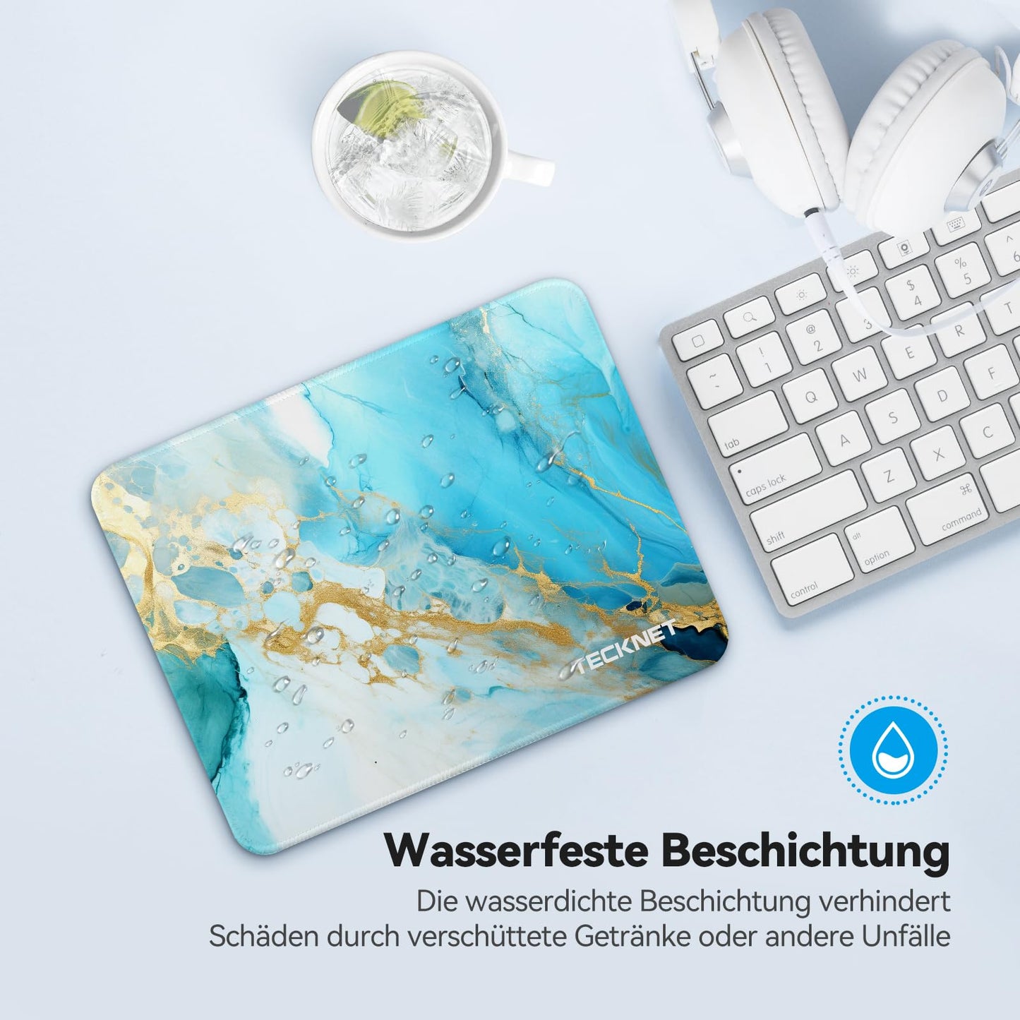 TECKNET Mauspad, 280 x 210 mm Gaming Mousepad mit Wasserdicht und Rutschfester Gummi für PC-Büro, Arbeit, Gaming, Studium, Laptop, Computer, Zuhause-Schwarz