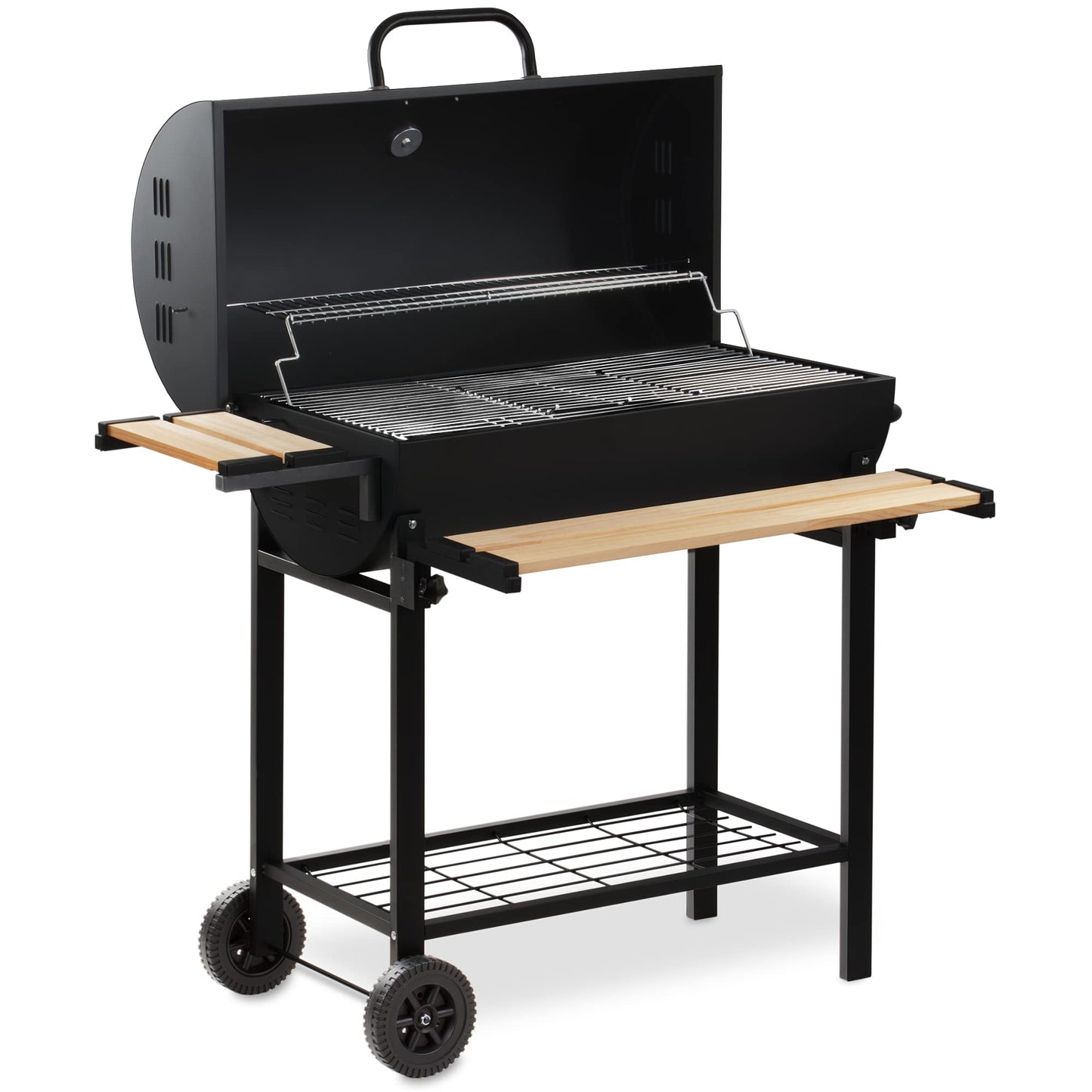 BBQ-TORO charcoal grill truck | Premium charcoal grill cart, smoker, barbecue grill with lid, warm holder rack, foldable storage and much more
