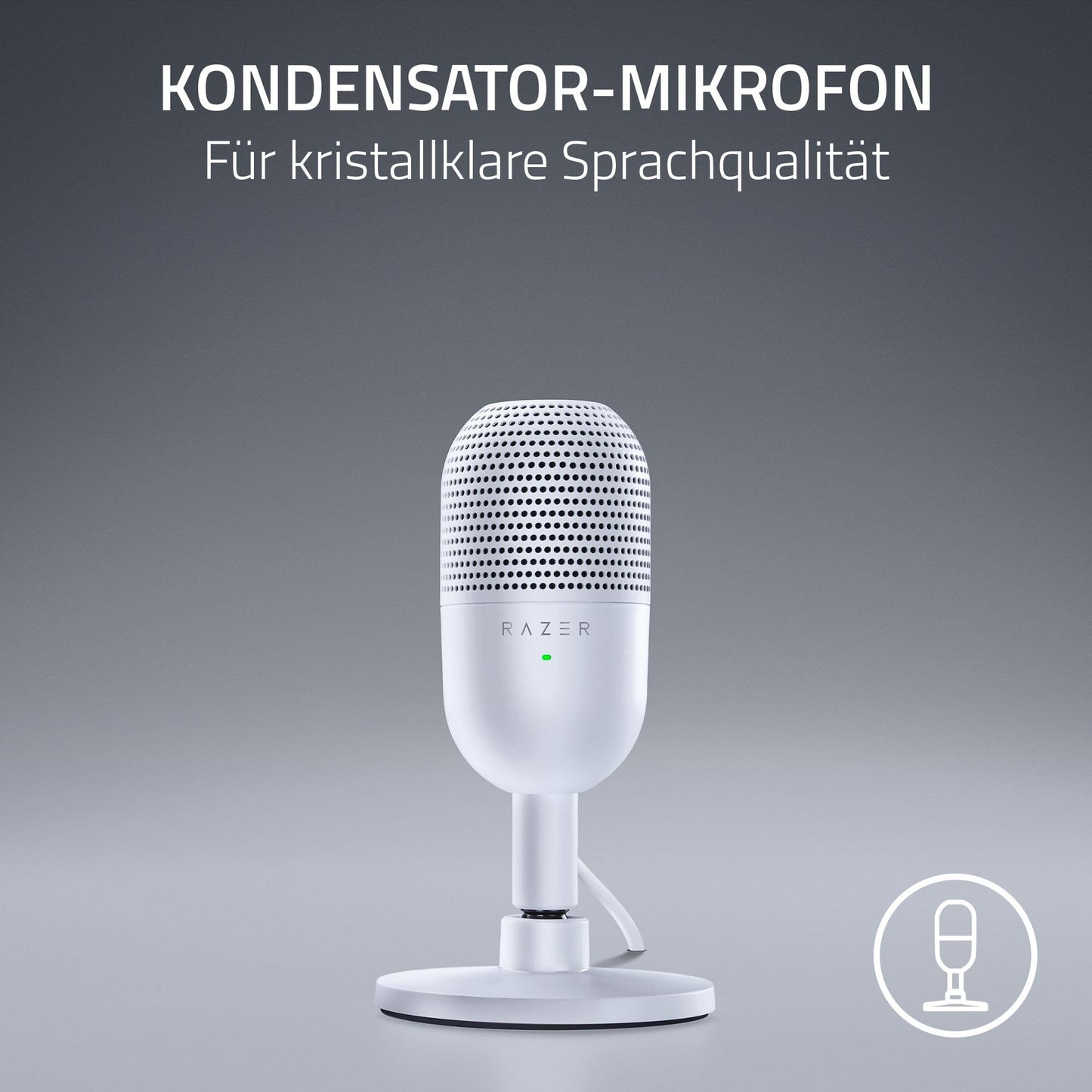 Razer Seiren V3 Mini - Ultrakompaktes USB-Mikrofon (14mm Supernieren Kondensatormikrofon, Tap-to-Mute-Sensor mit LED-Anzeige, integrierter Stoßdämpfer, Plug-and-Play Design) Schwarz
