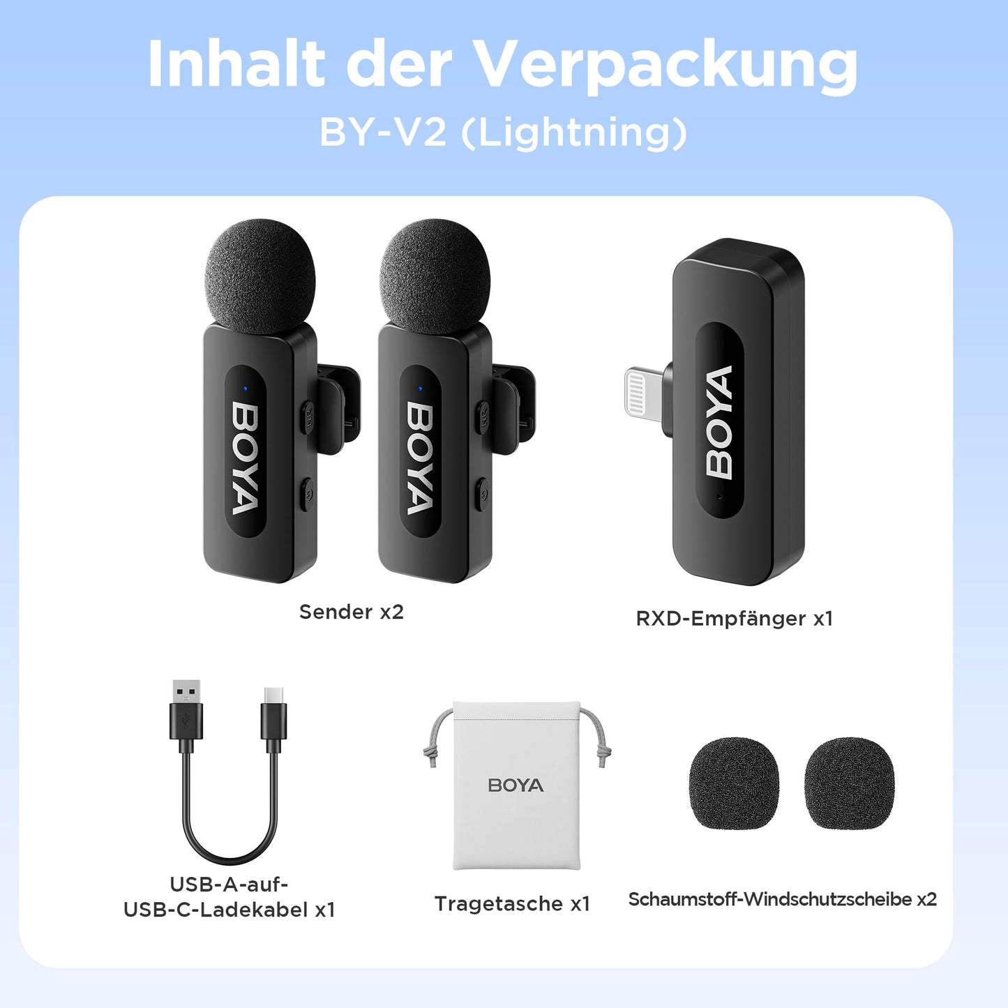 BOYA by-V1 Kabelloses Lavalier-Mikrofon für iPhone, 2,4 GHz, Plug-Play, Mini-Clip-On-Mikrofon mit Geräuschunterdrückung, für Vlogging, Video, Podcast, Interview, YouTube-Aufnahme