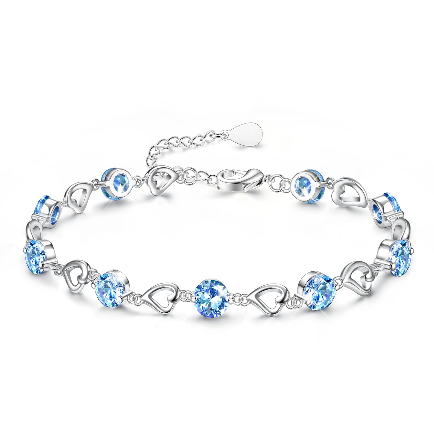 Silver Heart Bracelet for Women & Girls – Adjustable Zircon Tennis Chain