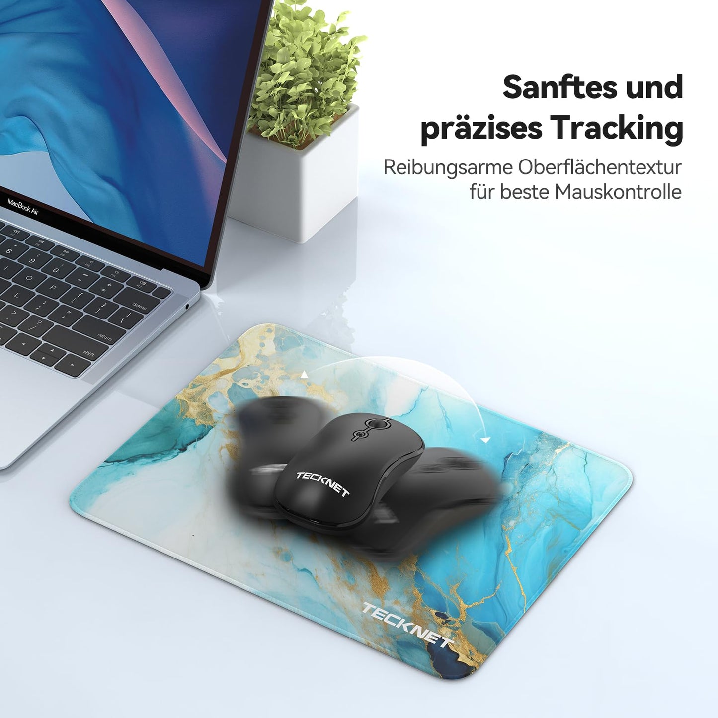 TECKNET Mauspad, 280 x 210 mm Gaming Mousepad mit Wasserdicht und Rutschfester Gummi für PC-Büro, Arbeit, Gaming, Studium, Laptop, Computer, Zuhause-Schwarz