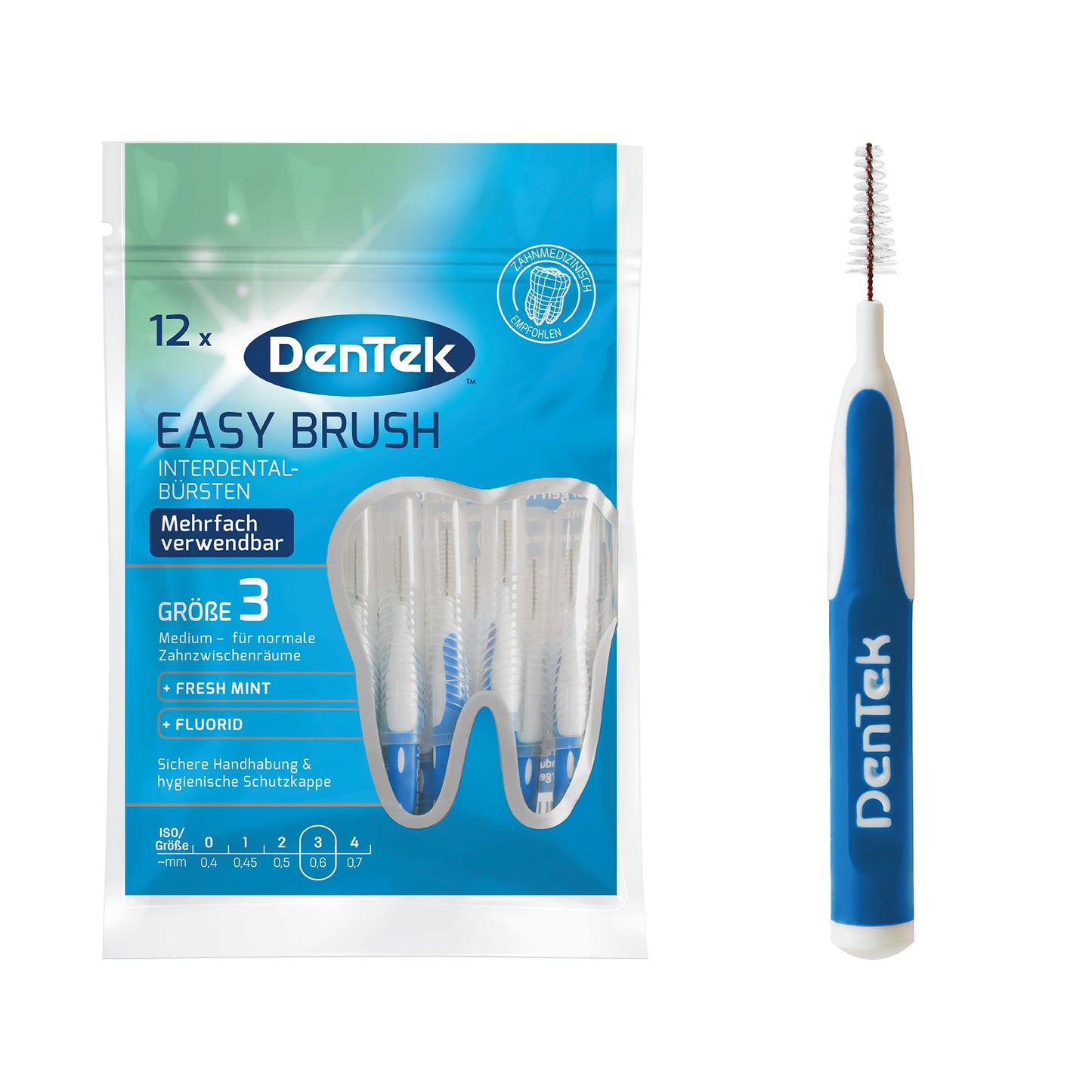 DenTek Slim Brush - Größe 1 - extra fein - für sehr enge Zahnzwischenräume - mit Minzgeschmack und hygienischer Schutzkappe, 32 Stück Pink