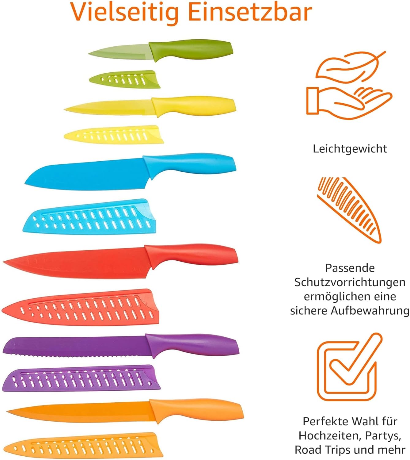 Basics Messer-Set, bunt, 12-teilig