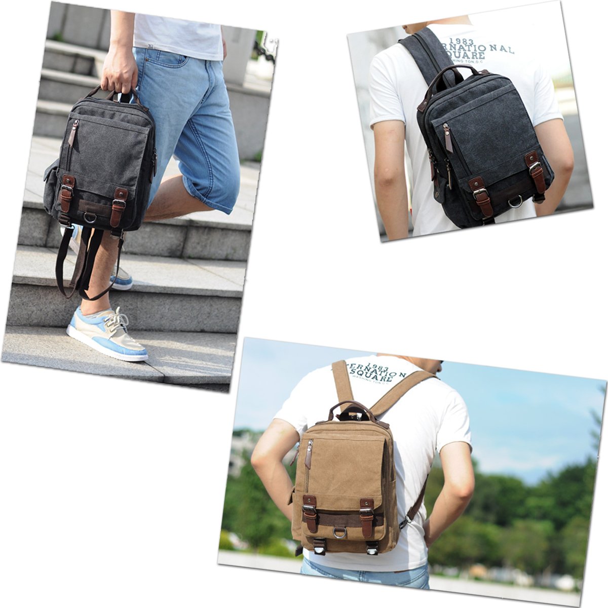 LOSMILE Vintage Canvas Backpack for Men & Women