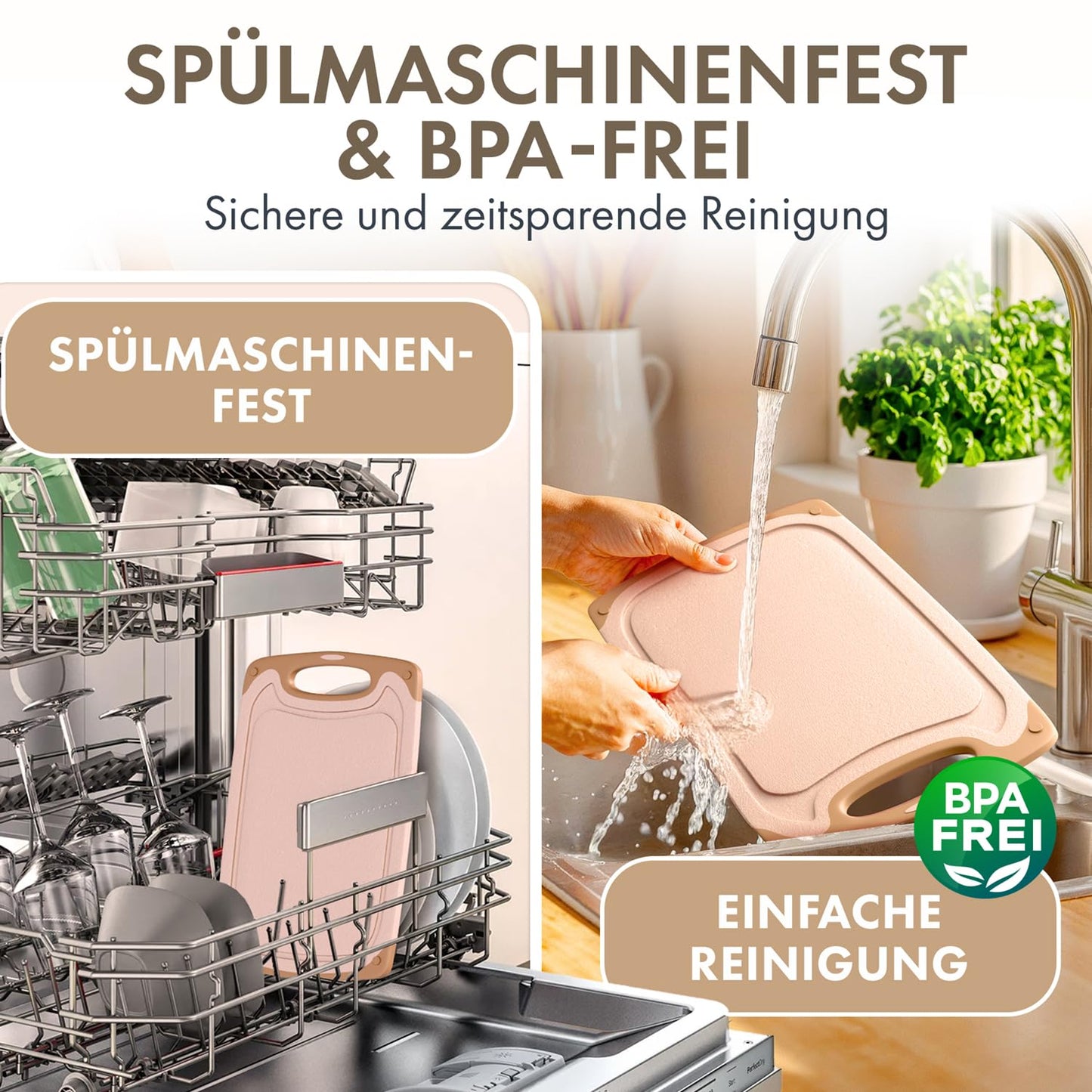 Blumtal Schneidebrett Set mit 3 Größen (S/M/L) - Schneidebrett Kunststoff groß + Saftrillen & Griff - Cutting Board - Küchenbrett BPA frei - Schneidbrett Spülmaschinenfest - Schneidebretter Grau