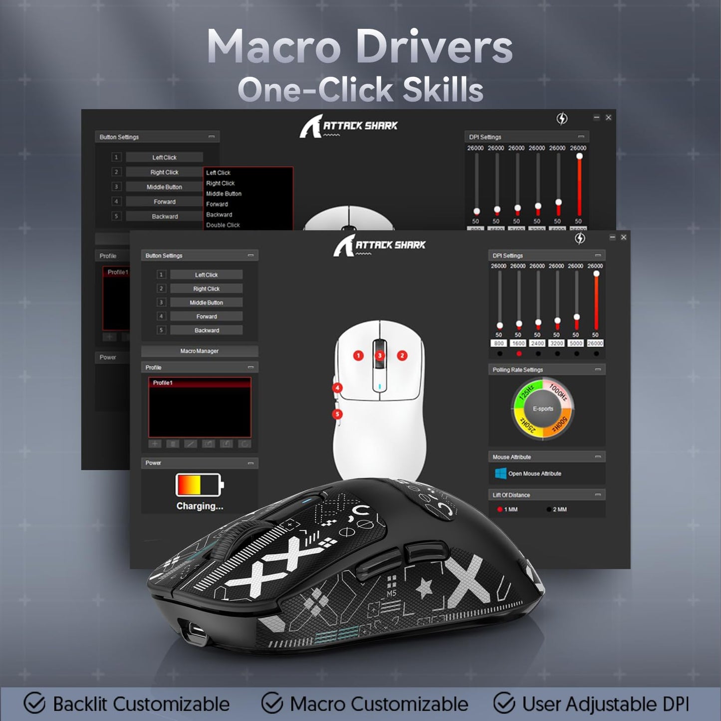 ATTACK SHARK X3 49g Ultralight Mouse, PixArt PAW3395 Gaming Sensor, BT/2.4G Wireless/Wired Gaming Mouse, 26000 DPI, 200 Hours Battery, Office Mice for Win11/Xbox/PS/Mac (White)
