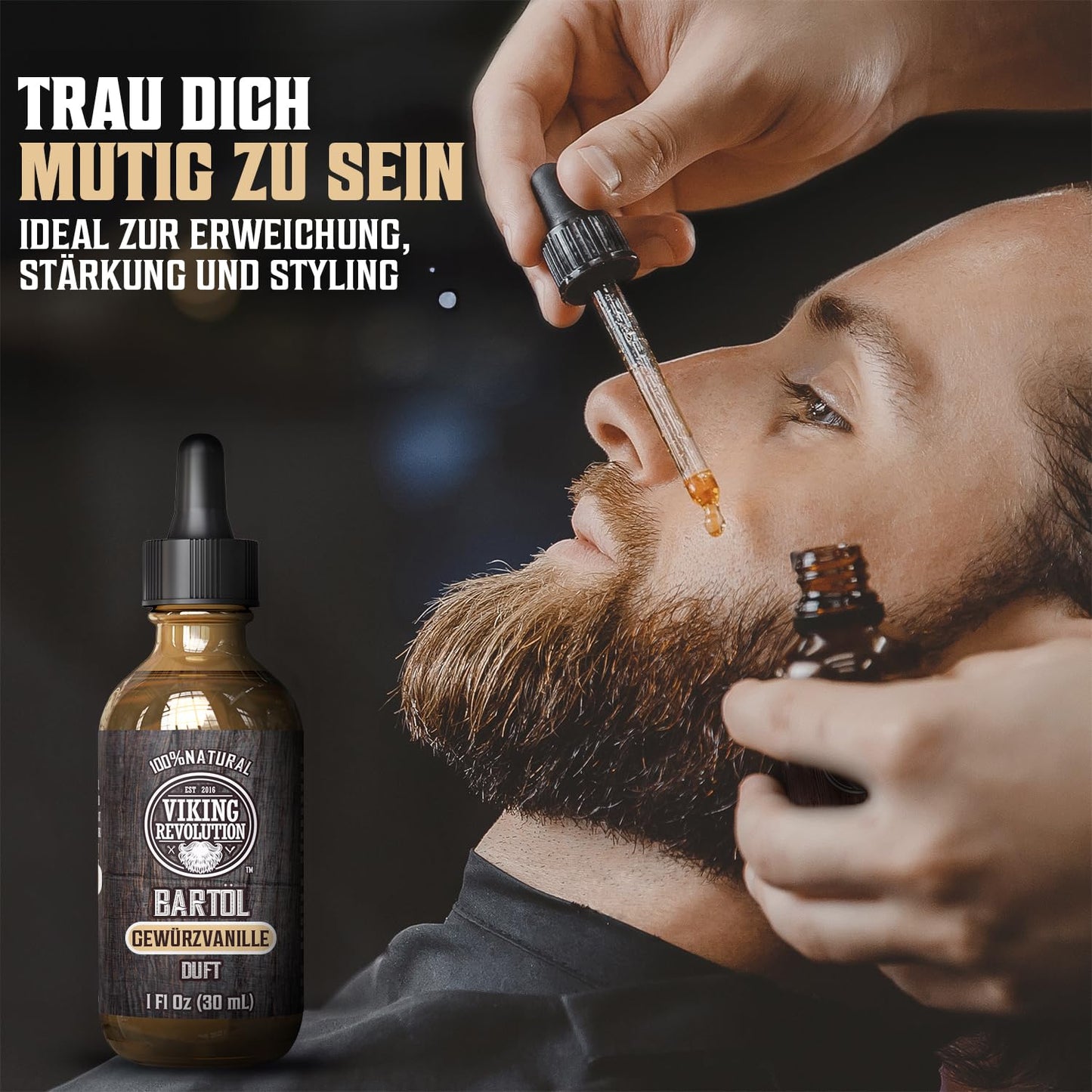 Viking Revolution - Bartöl - Macht Weich, Schützt und Stärkt - Natürliches Argan- und Jojobaöl - Bartöl Herren - Geschenke Für Männer - Sandelholz - 30 ml