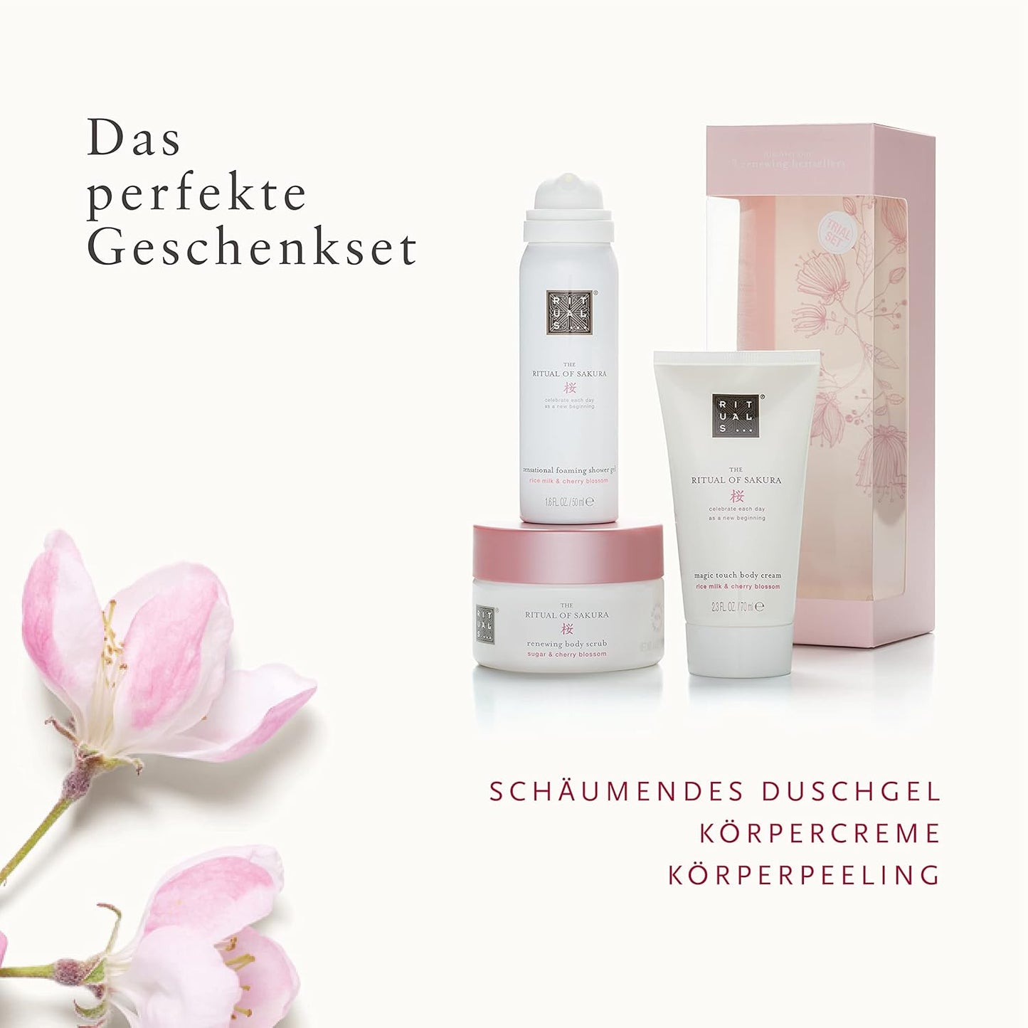 RITUALS Gift Set for Women The Ritual of Sakura (Sample Size) Nourishing & Skin-Renewing Care with Rice Milk & Cherry Blossom