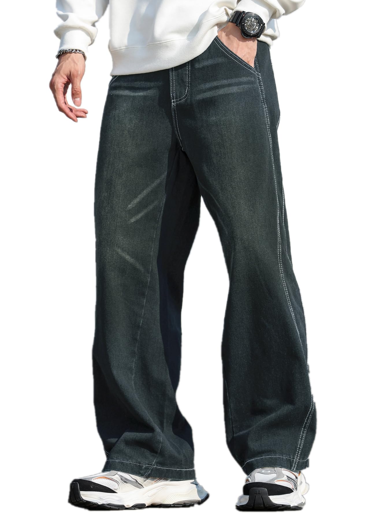 Zewool Men’s Irregular Seam Baggy Jeans
