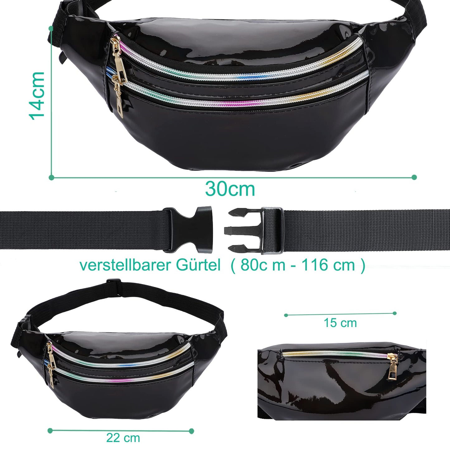 Waterproof Fashion Waist Bag – Reflective Fanny Pack