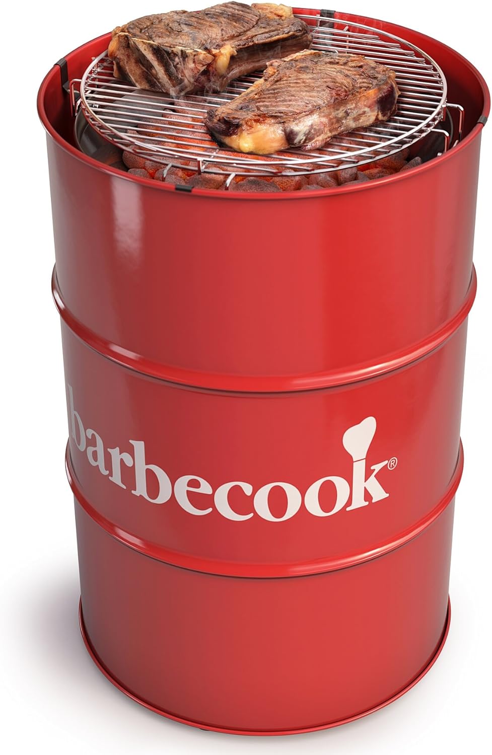 Edson Holzkohlegrill als Tonne rot, Durch. 47,5cm - Holzkohle Grill